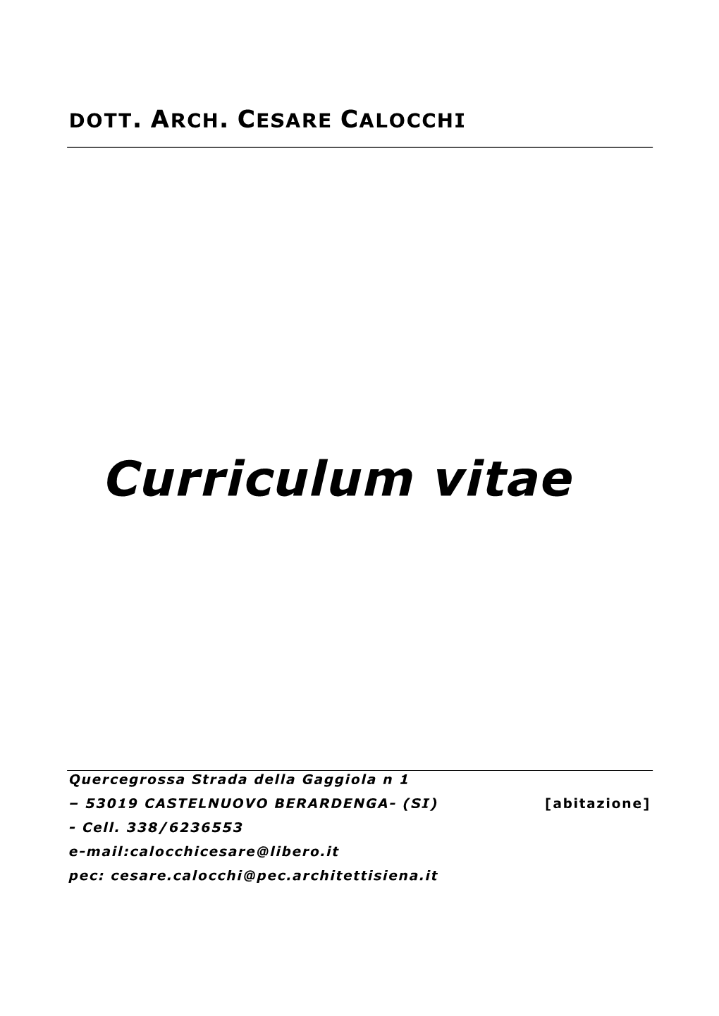 Curriculum Arch. Cesare Calocchi