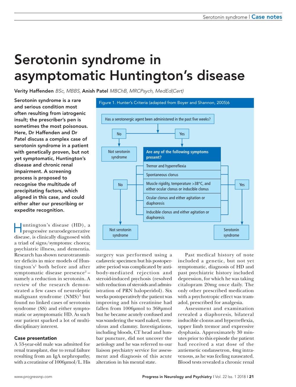 Serotonin Syndrome in Asymptomatic Huntington's Disease