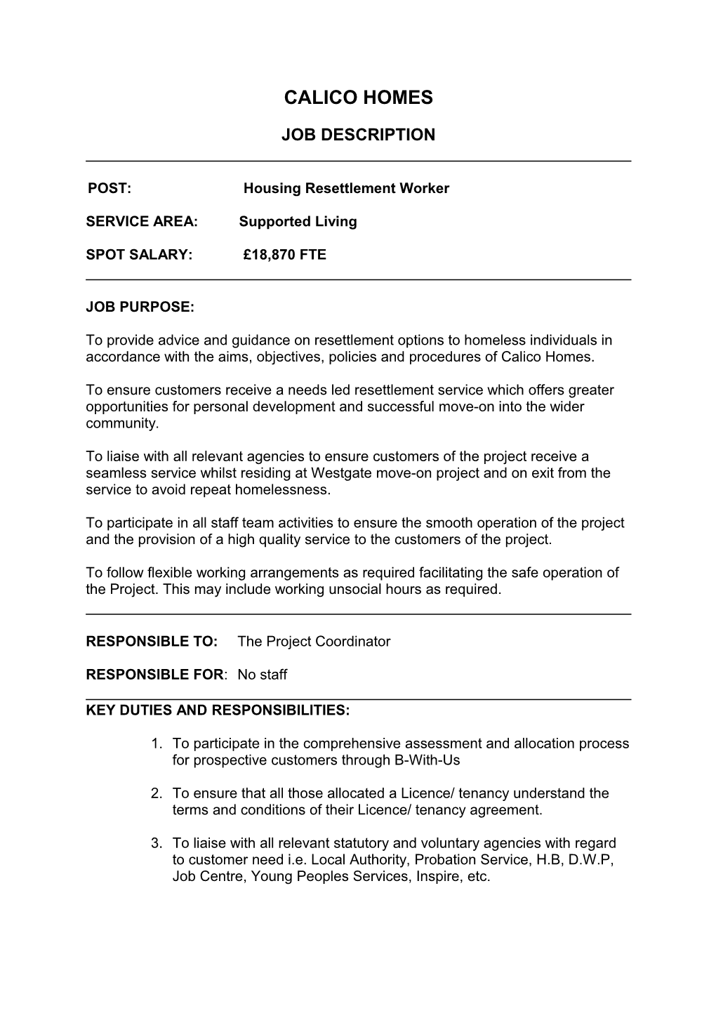 SERVICE AREA: Supported Living