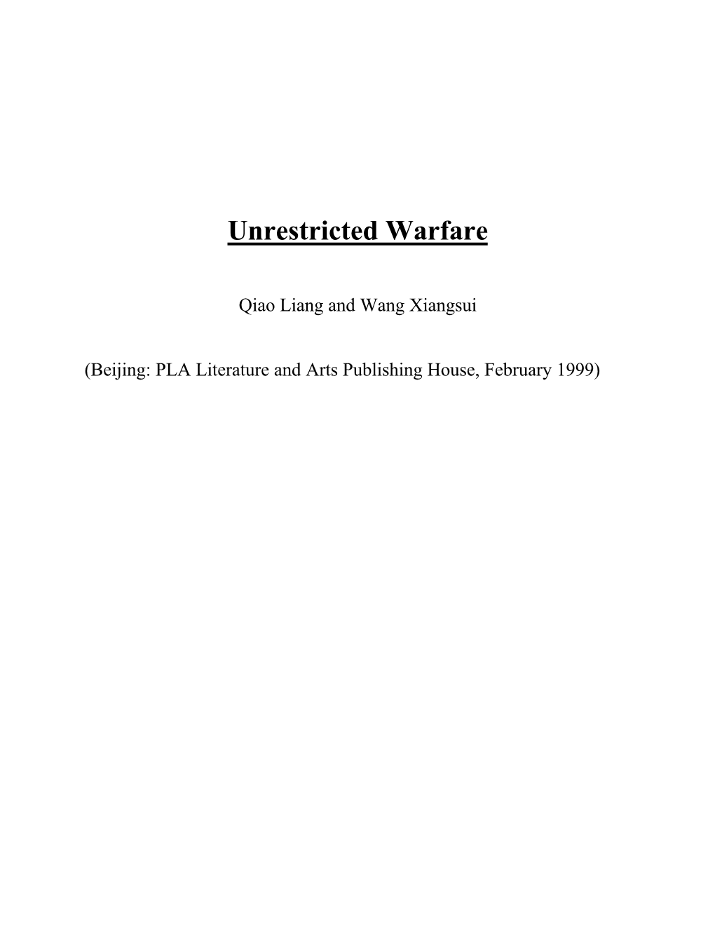 Unrestricted Warfare