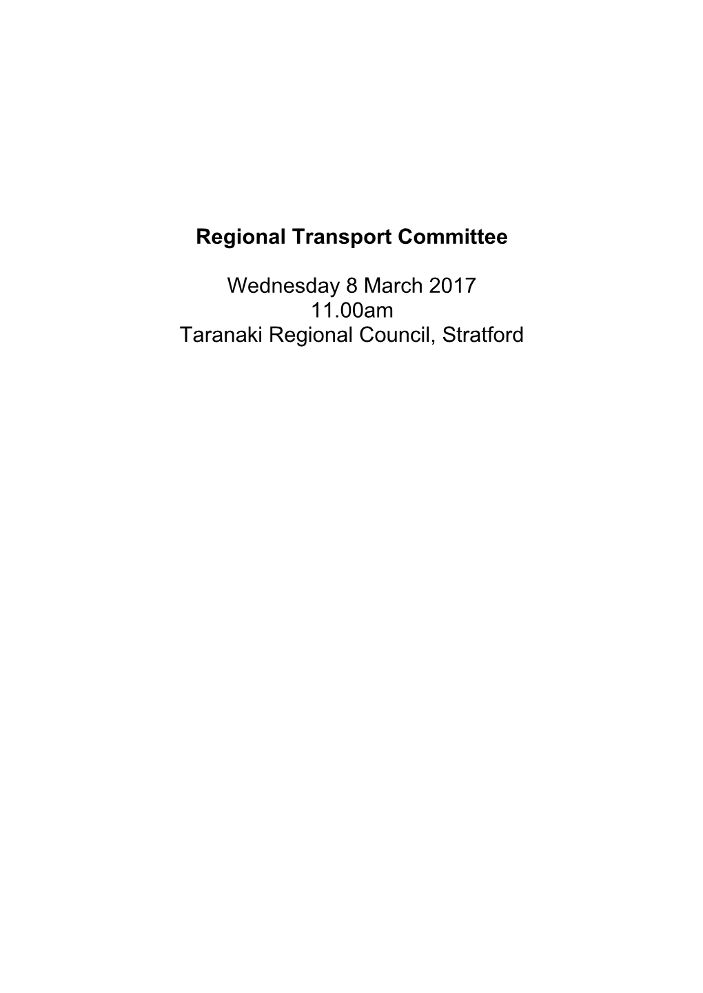 Regional Transport Committee Agenda March 2017