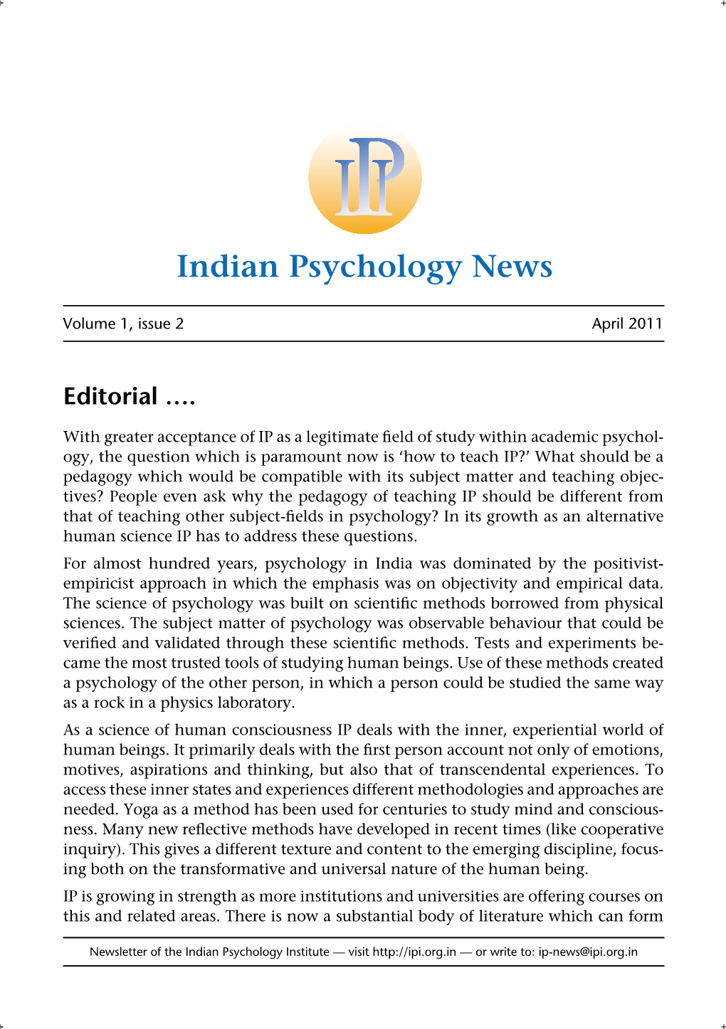 IPI Indian Psychology News