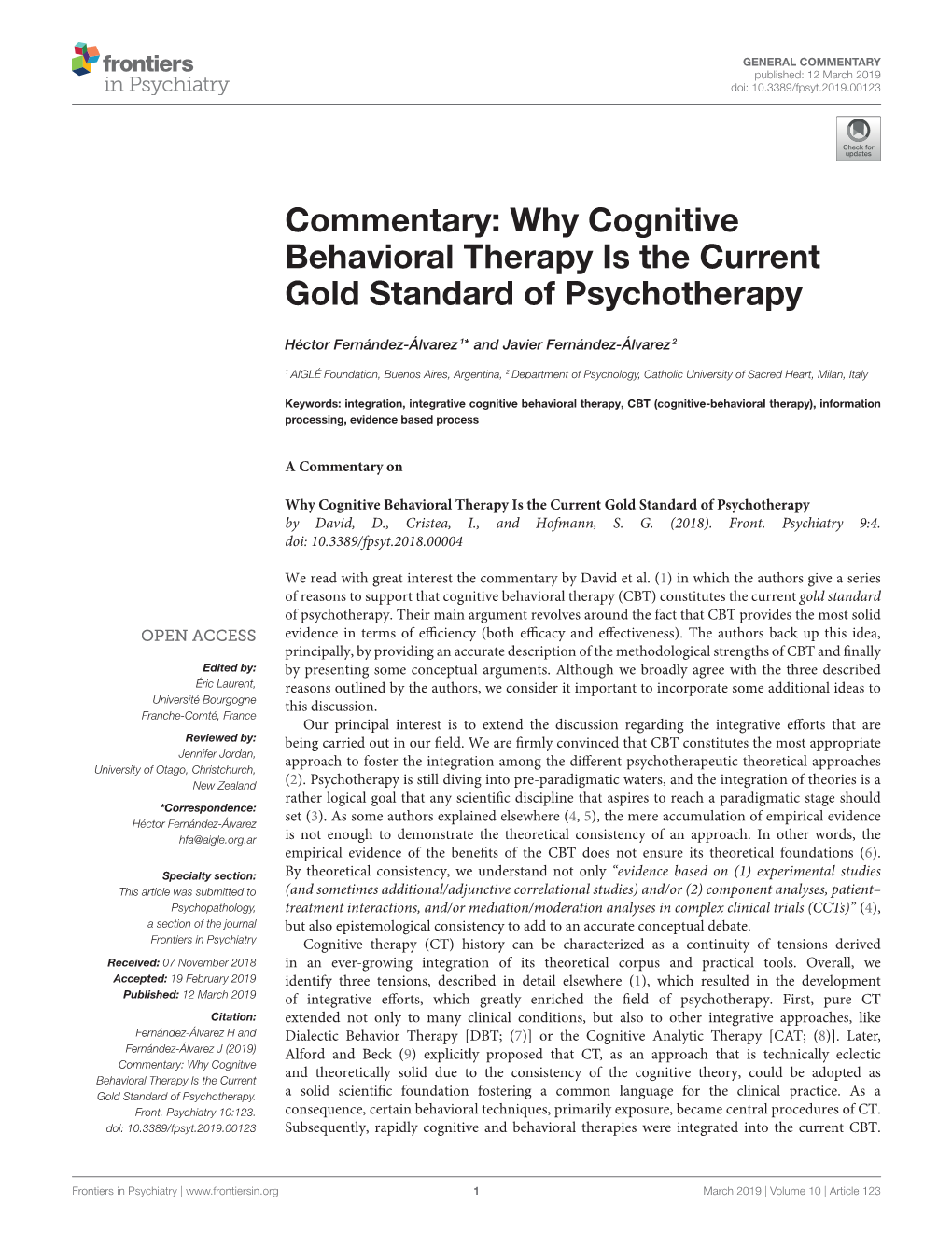 Why Cognitive Behavioral Therapy Is the Current Gold Standard of Psychotherapy