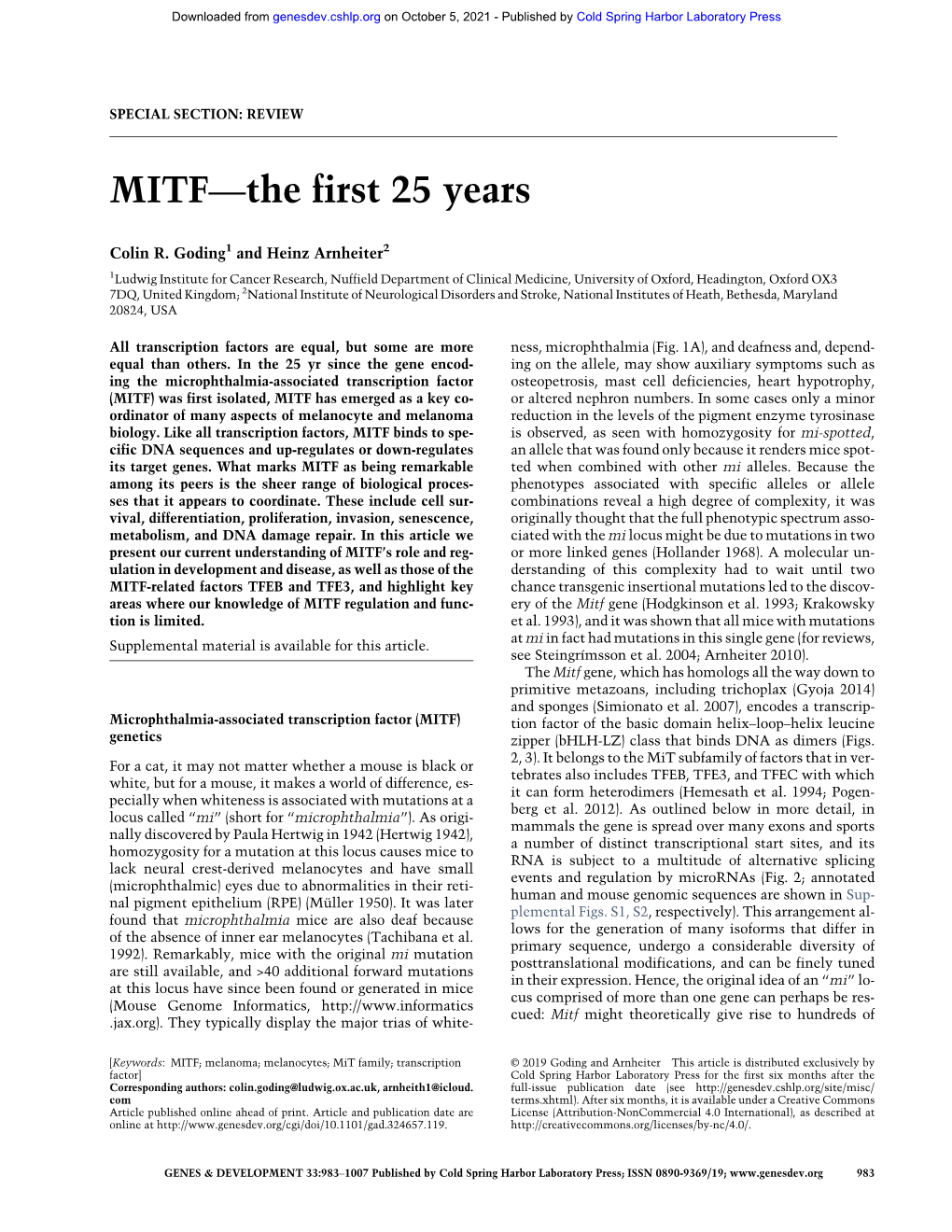 MITF—The First 25 Years