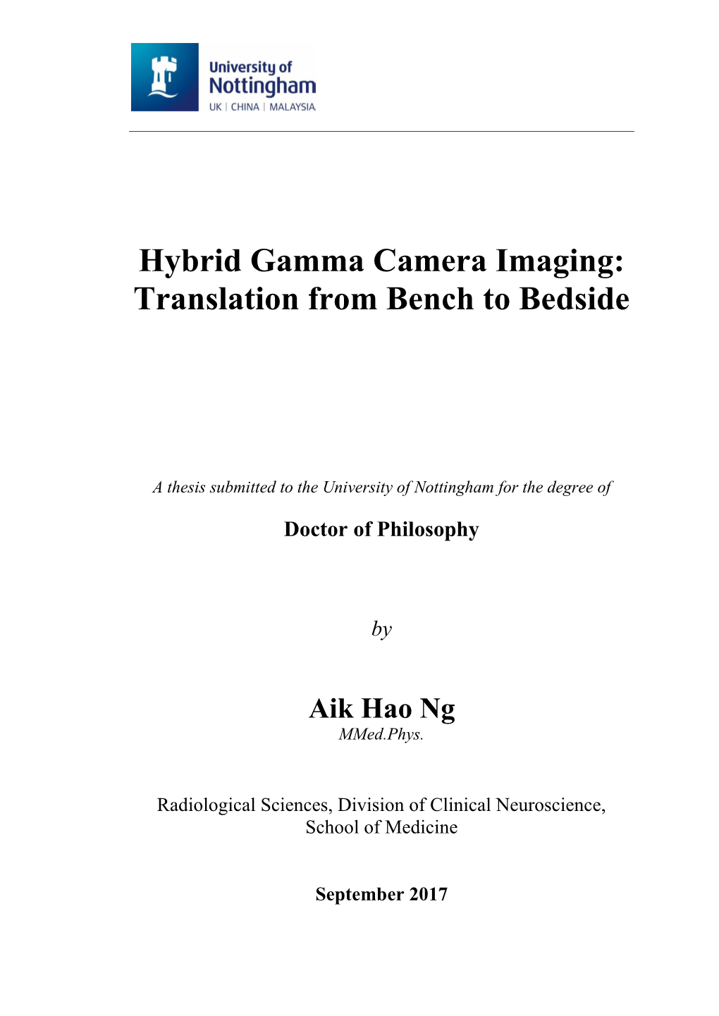 Hybrid Gamma Camera Imaging: Translation from Bench to Bedside