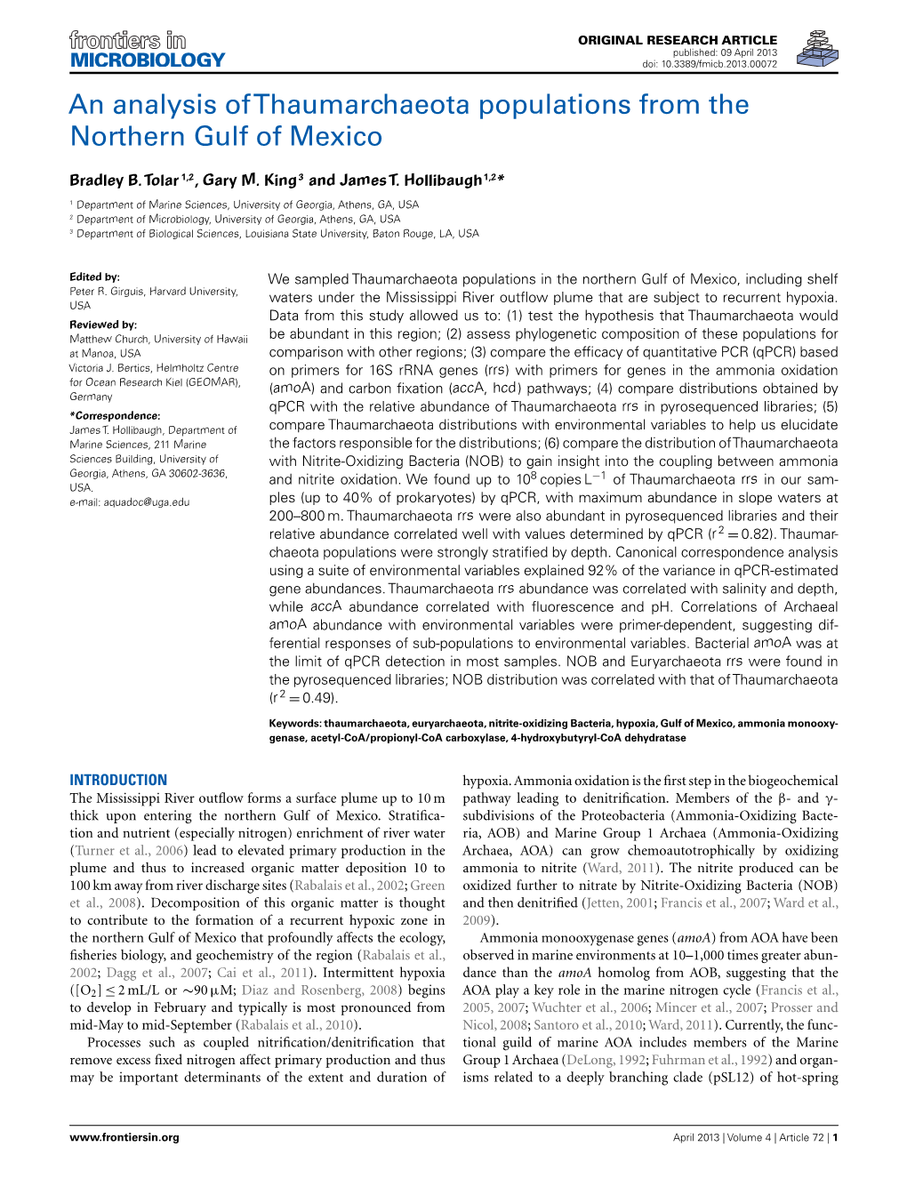 An Analysis of Thaumarchaeota Populations from the Northern Gulf