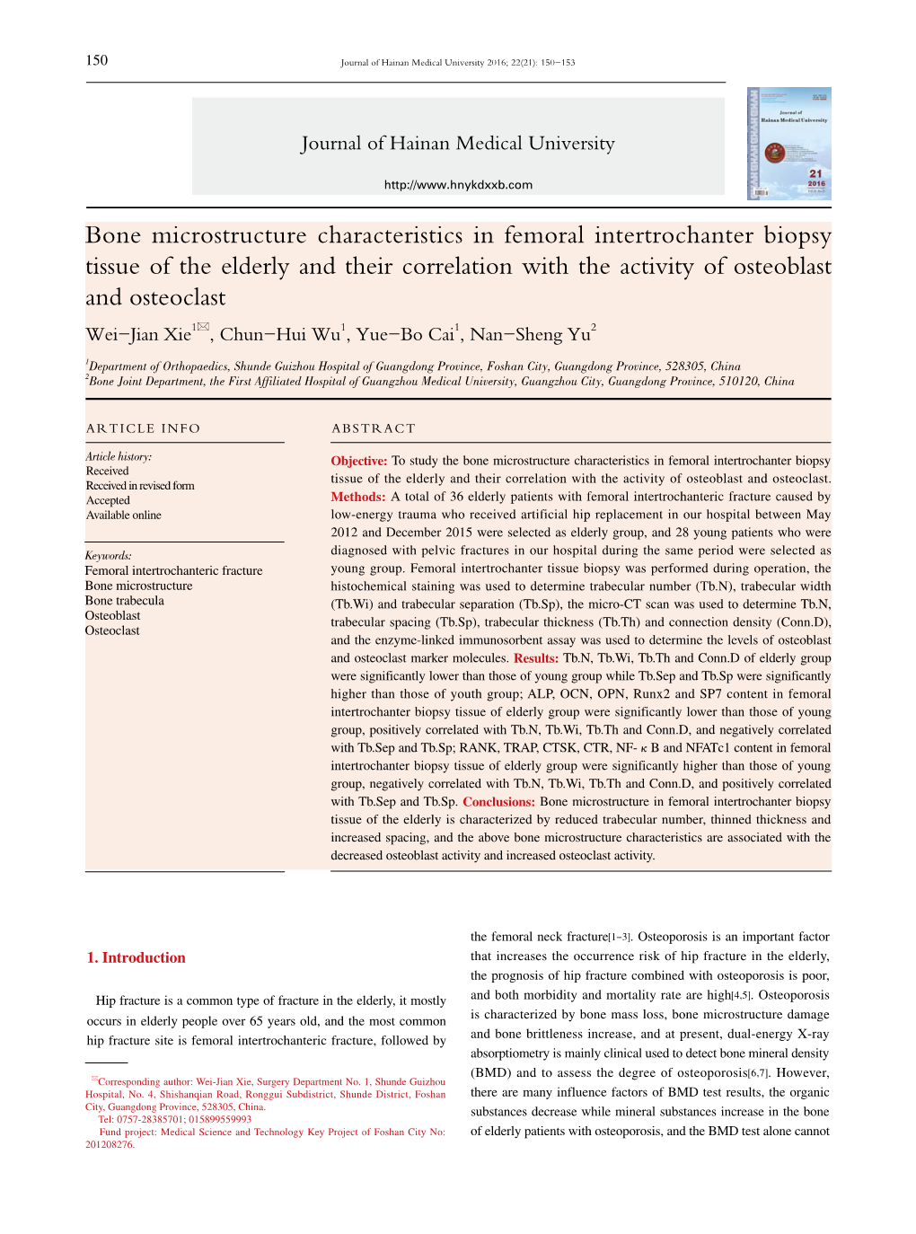 Bone Microstructure Characteristics in Femoral Intertrochanter Biopsy