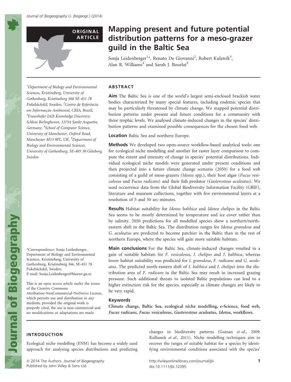 Mapping Present and Future Potential Distribution Patterns for A