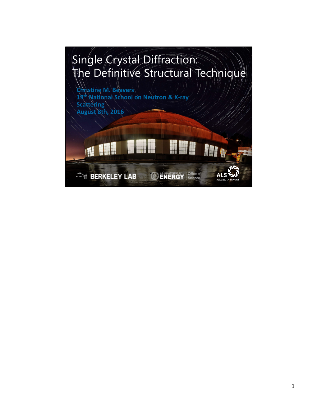Single Crystal Diffraction