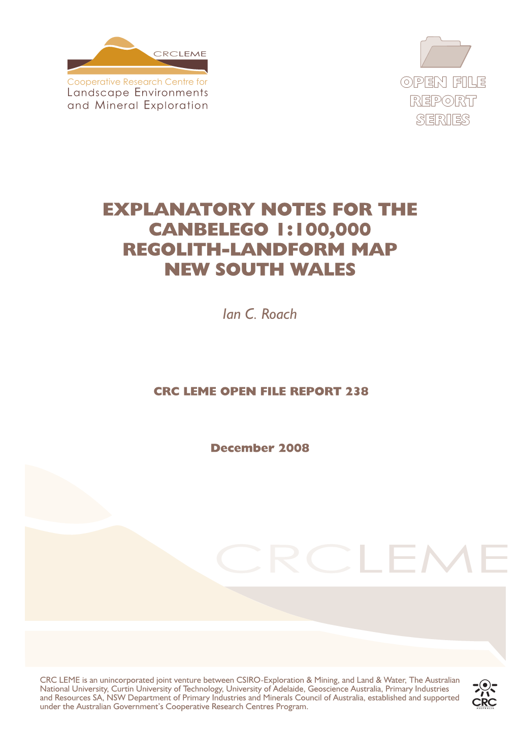 Explanatory Notes for the Canbelego 1:100000 Regolith