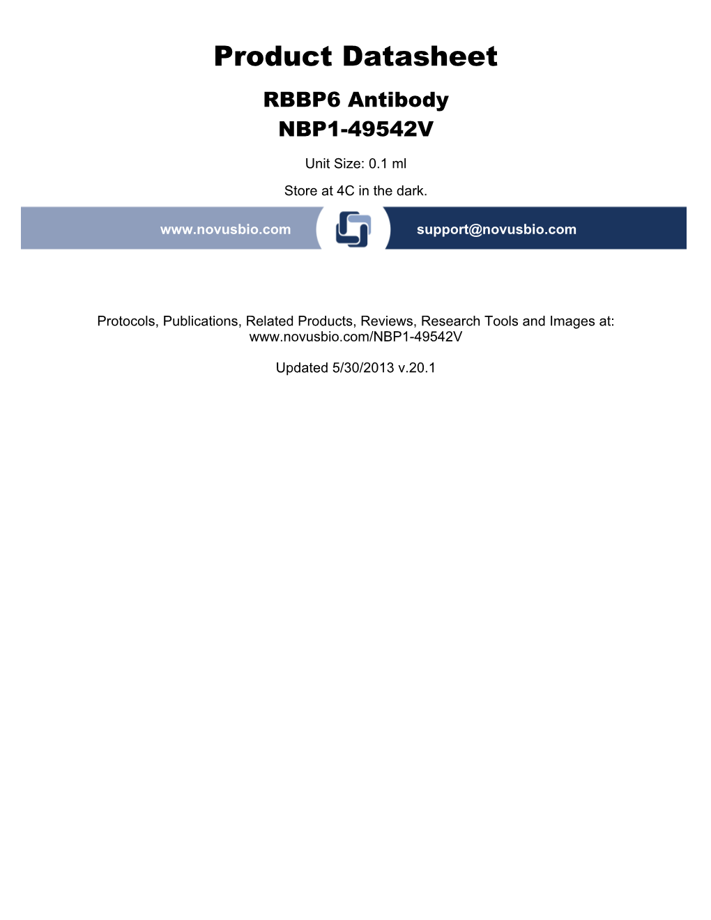 Product Datasheet RBBP6 Antibody NBP1-49542V