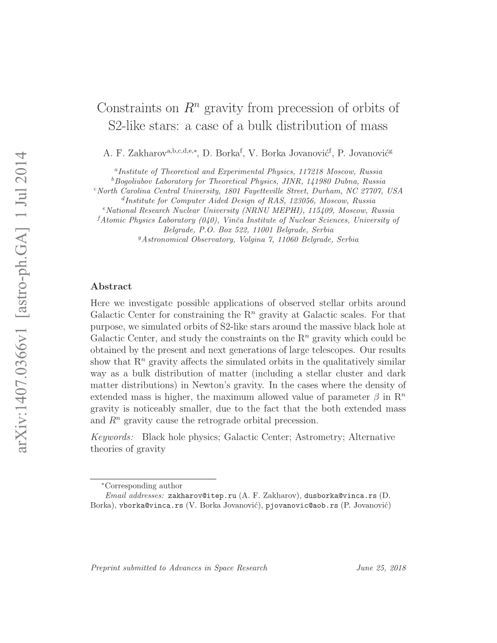 Constraints on Rn Gravity from Precession of Orbits of S2-Like Stars, Phys