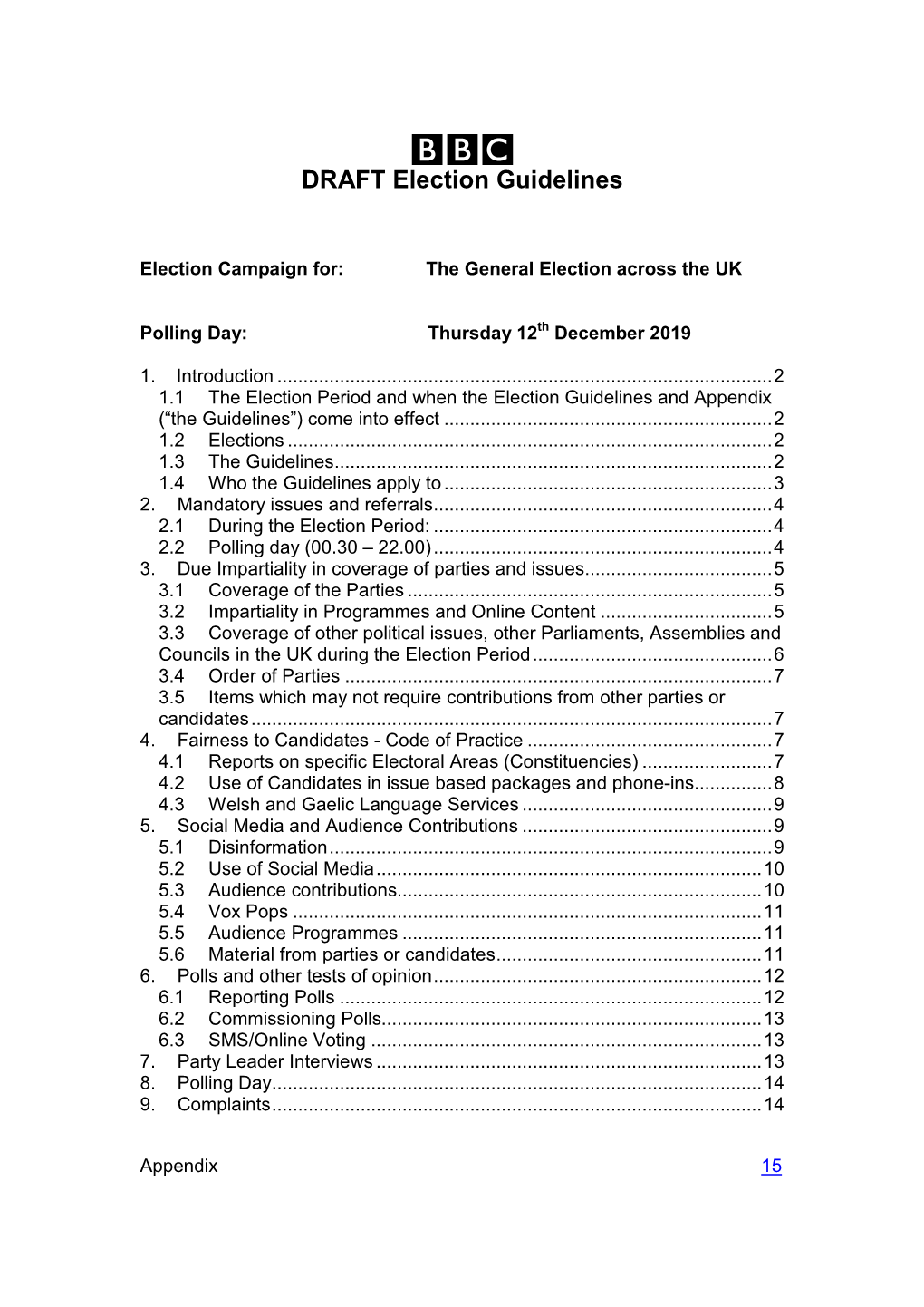 Guidelines for the Election Campaigns for the European Parliament