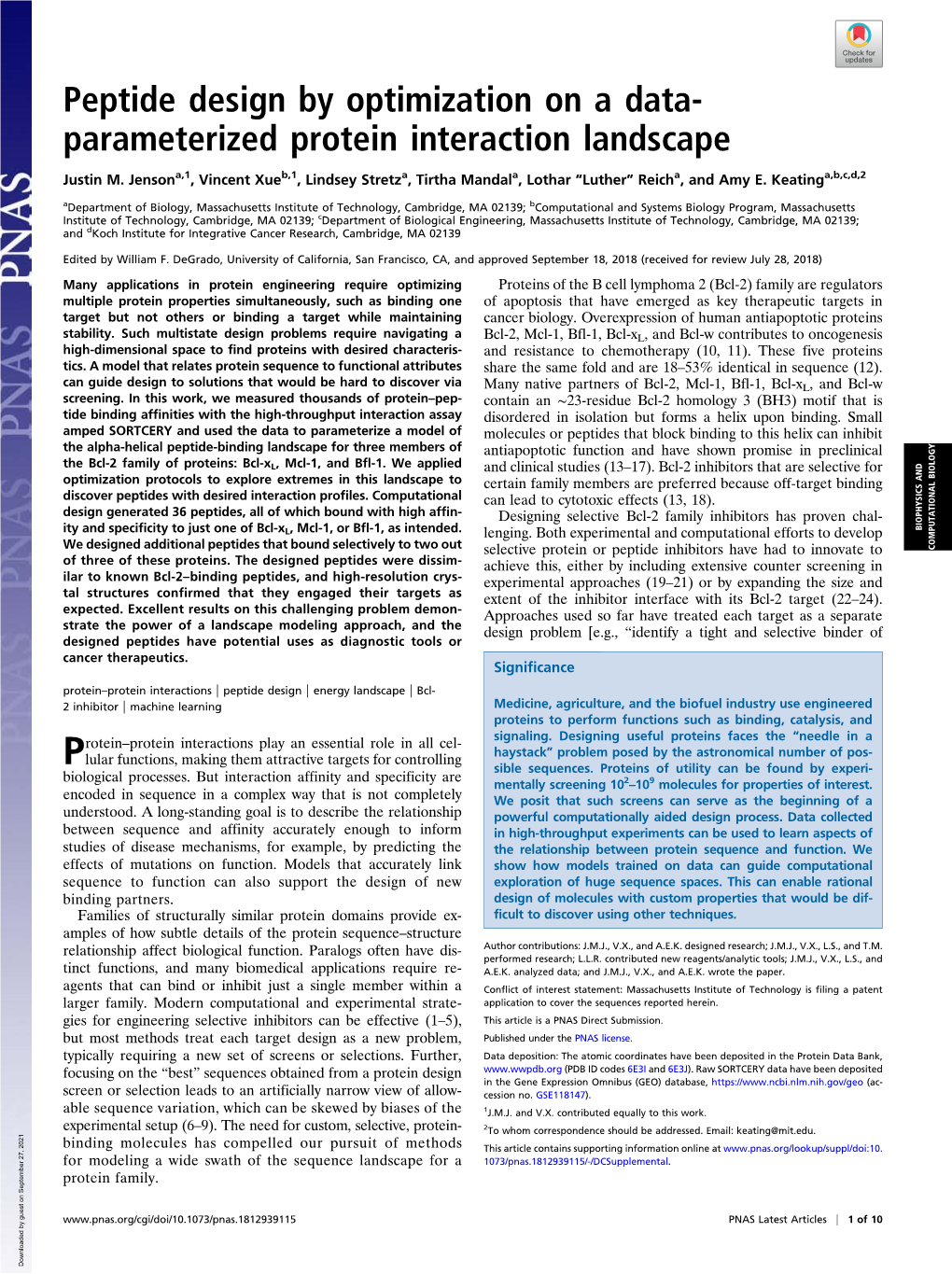 Peptide Design by Optimization on a Data-Parameterized Protein