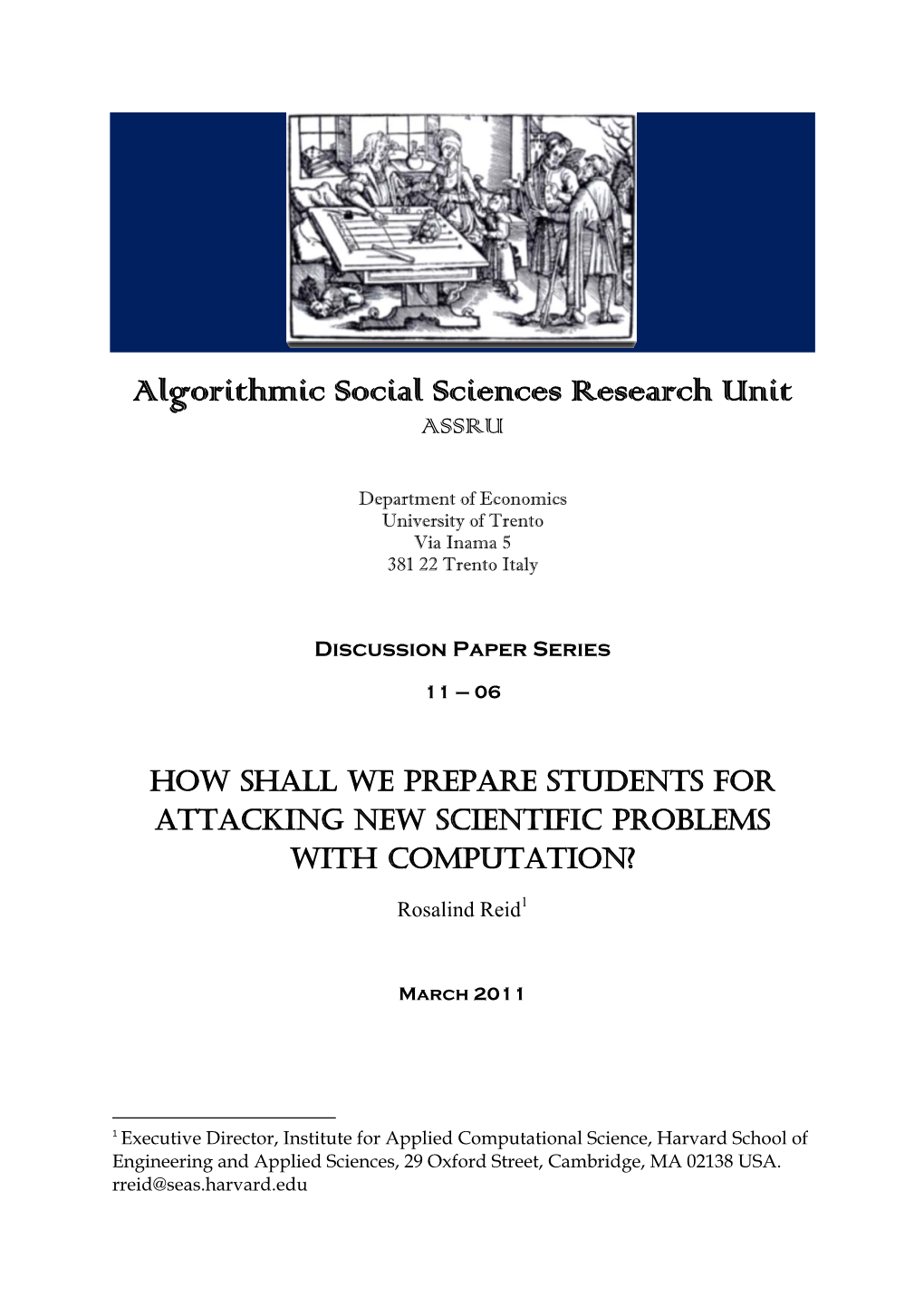 Algorithmic Social Sciences Research Unit ASSRU