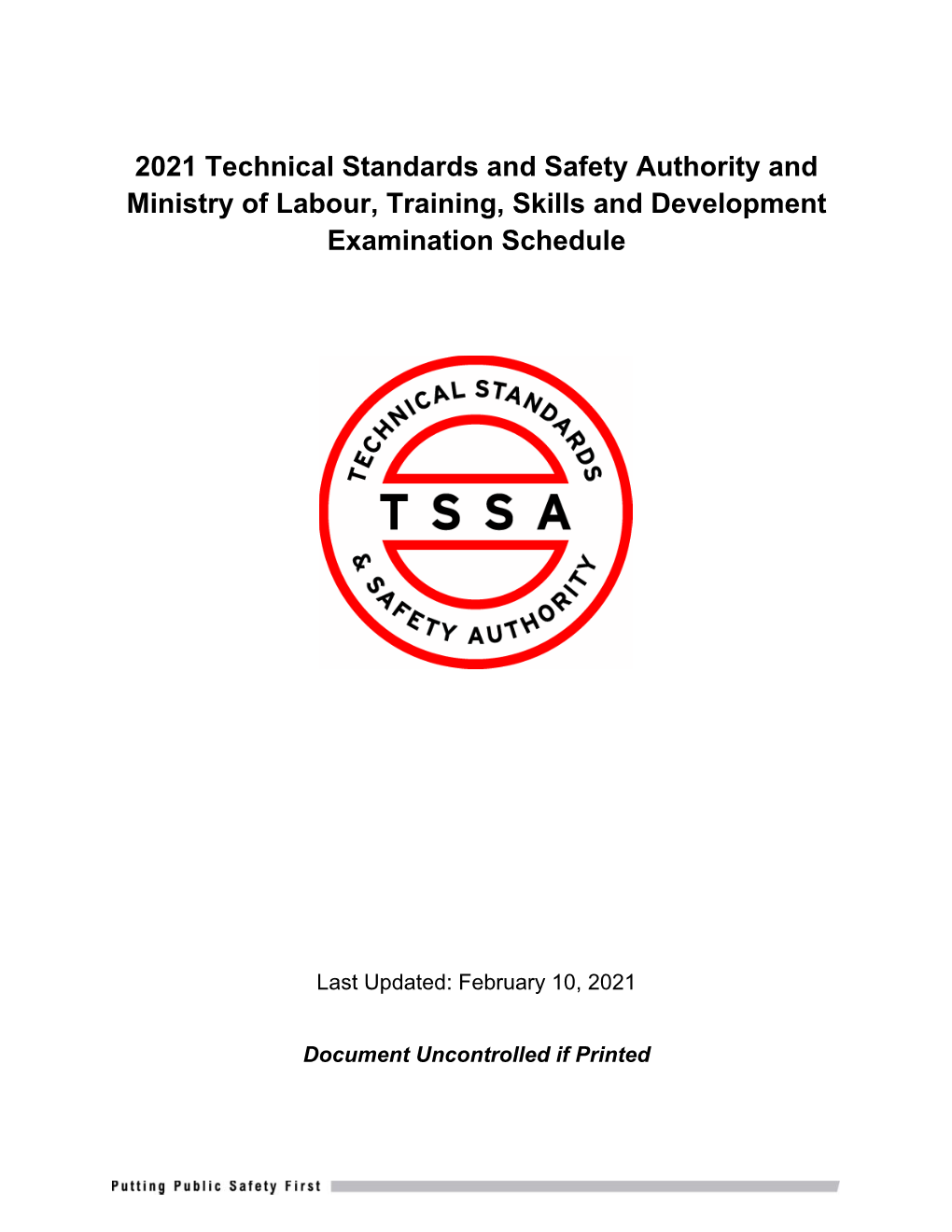 2021 Technical Standards and Safety Authority and Ministry of Labour, Training, Skills and Development