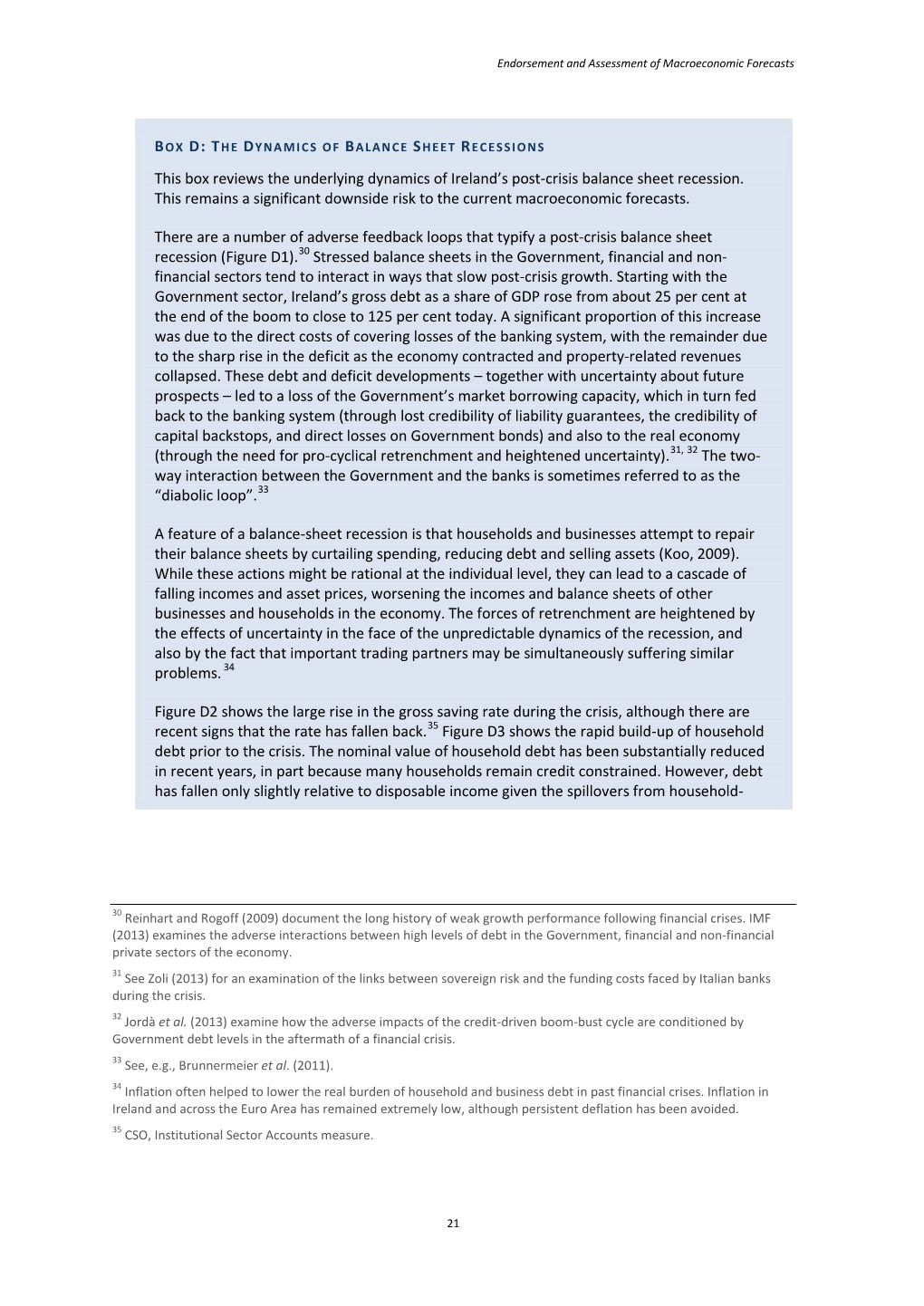 THE DYNAMICS of BALANCE SHEET RECESSIONS This Box Reviews the Underlying Dynamics of Ireland’S Post-Crisis Balance Sheet Recession