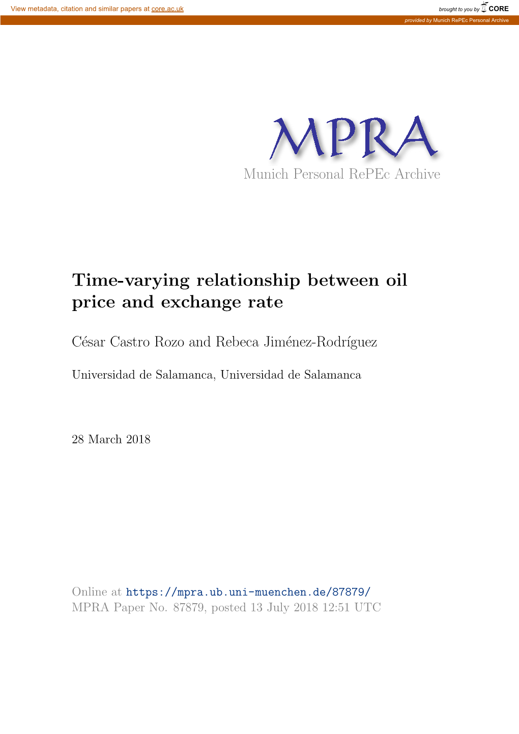 Time-Varying Relationship Between Oil Price and Exchange Rate