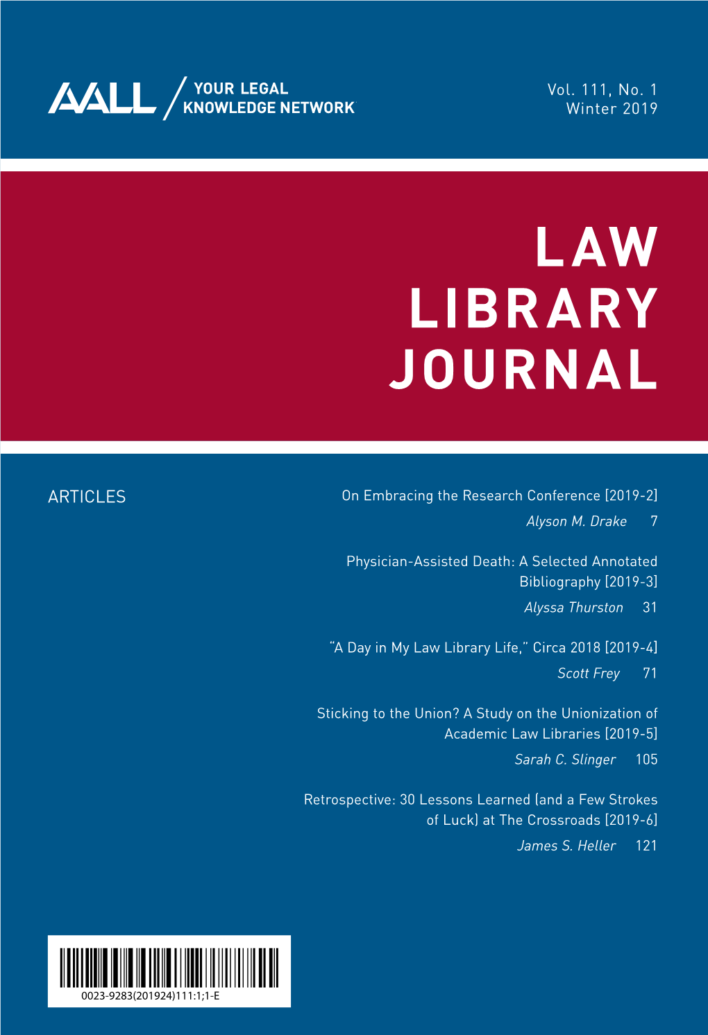 Law Library Journal / Vol. 111, No. 1 / Winter 2019