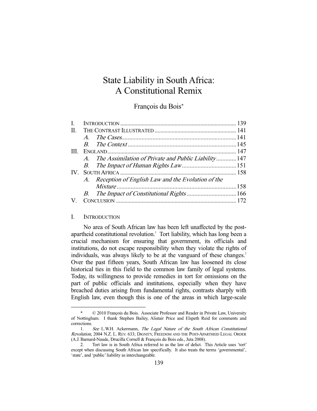 State Liability in South Africa: a Constitutional Remix