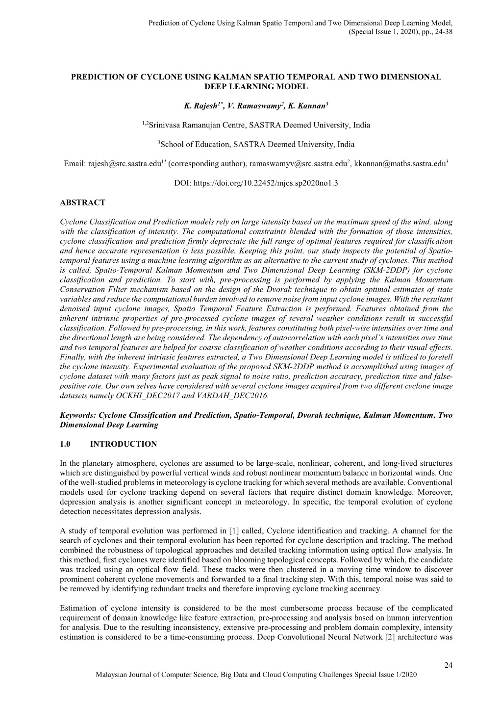 24 Prediction of Cyclone Using Kalman Spatio