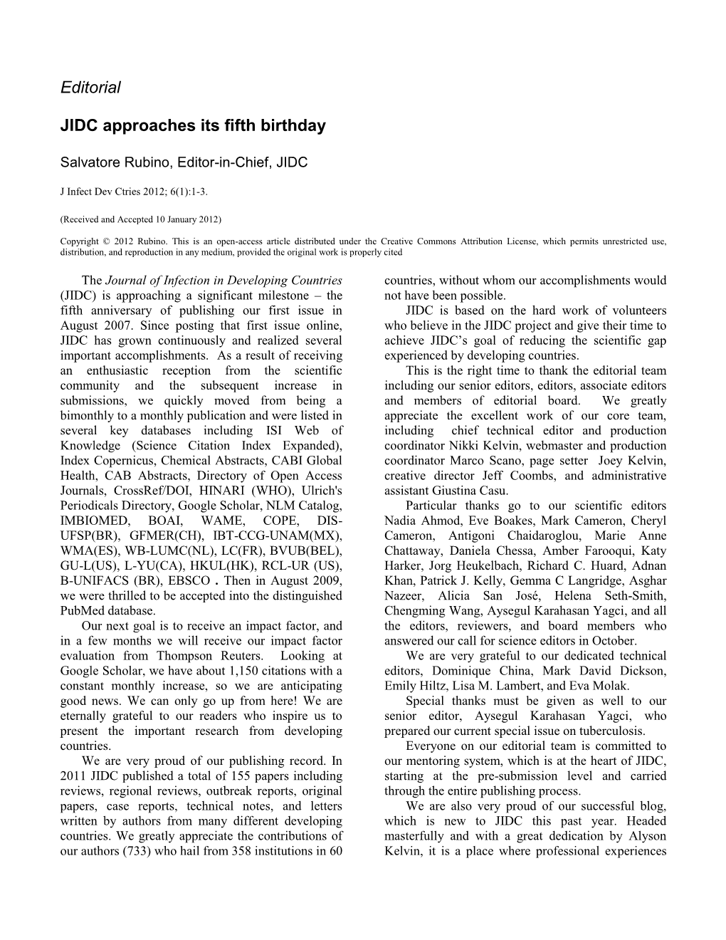 JIDC Approaches Its Fifth Birthday