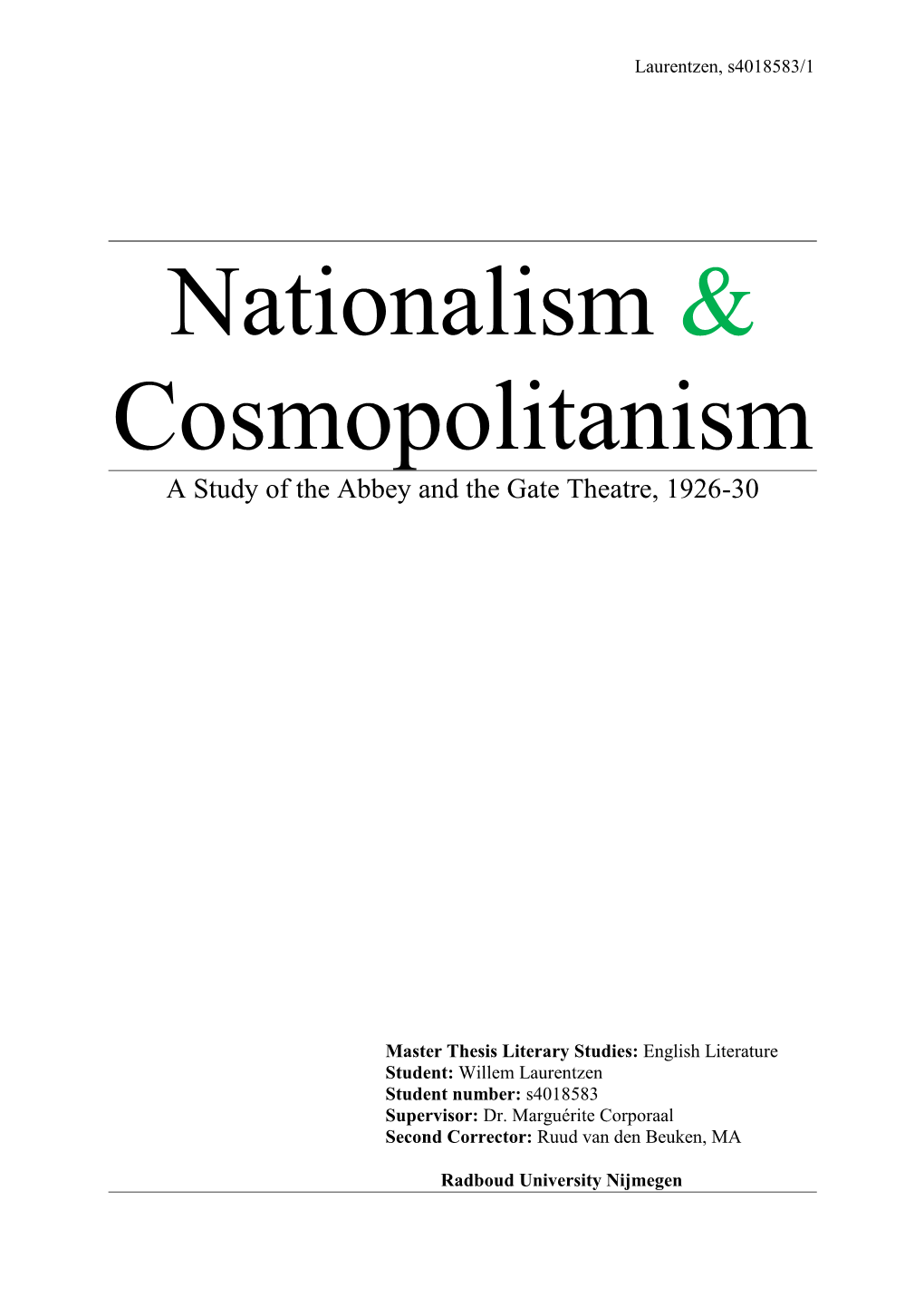 Nationalism & Cosmopolitanism