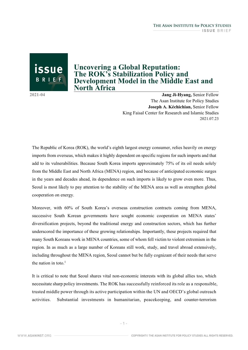 The ROK's Stabilization Policy and Development Model in The