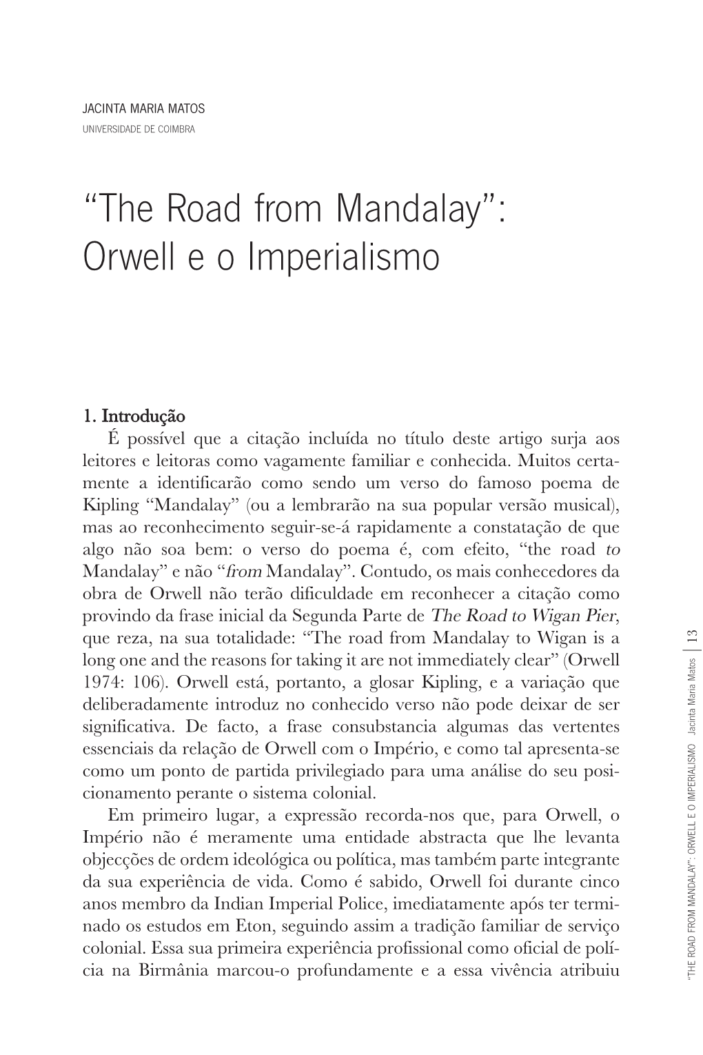 “The Road from Mandalay”: Orwell E O Imperialismo