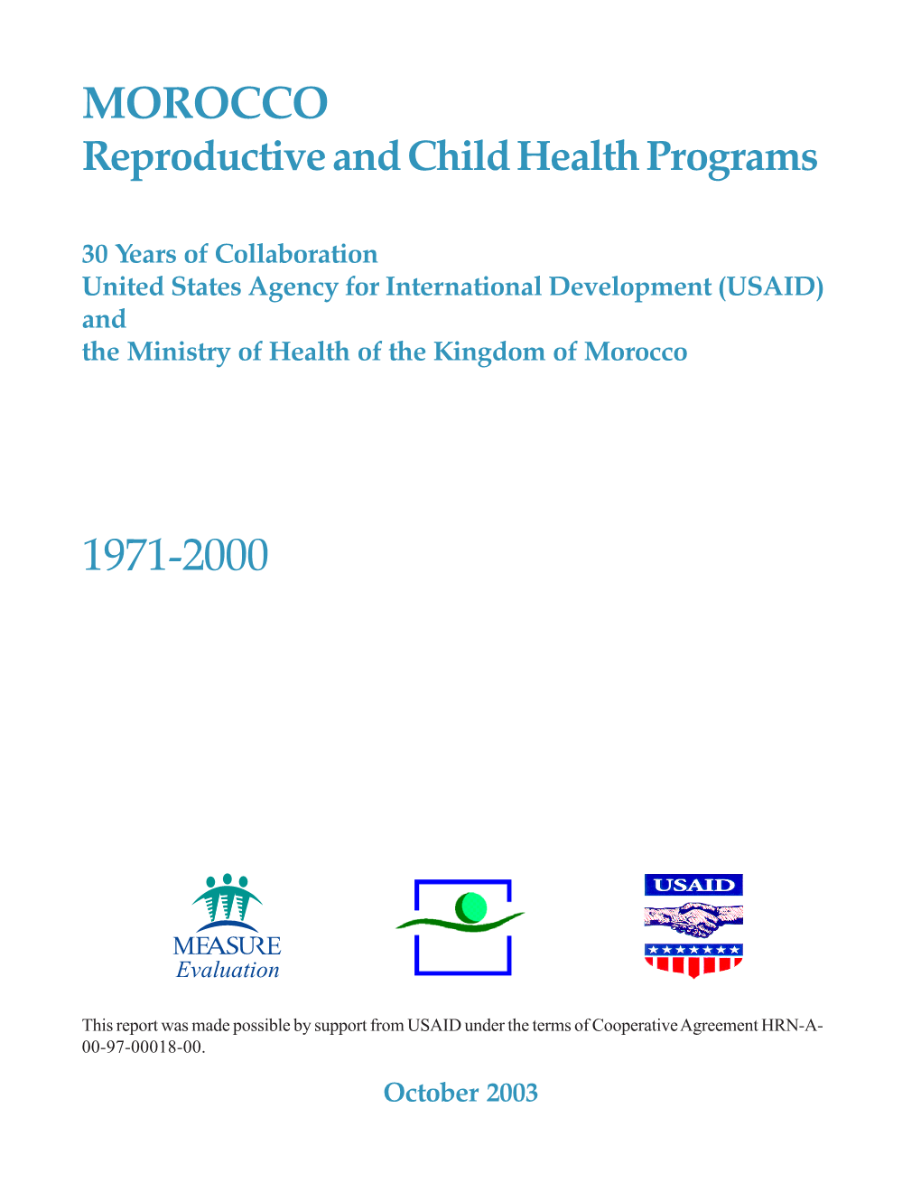 MOROCCO Reproductive and Child Health Programs