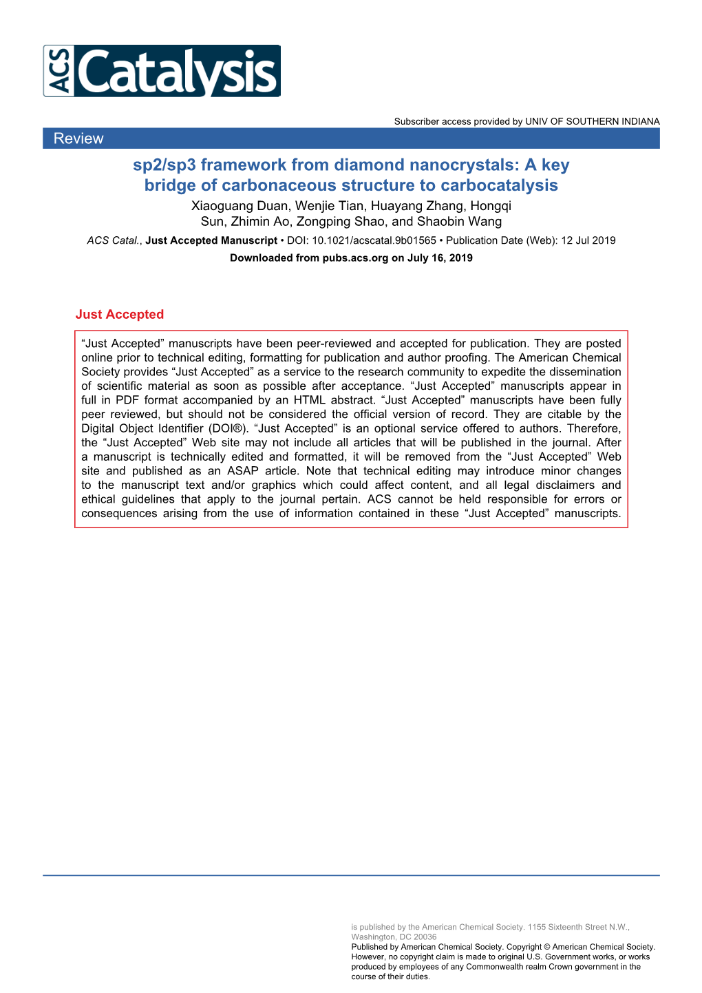 Sp2/Sp3 Framework from Diamond Nanocrystals: a Key Bridge Of