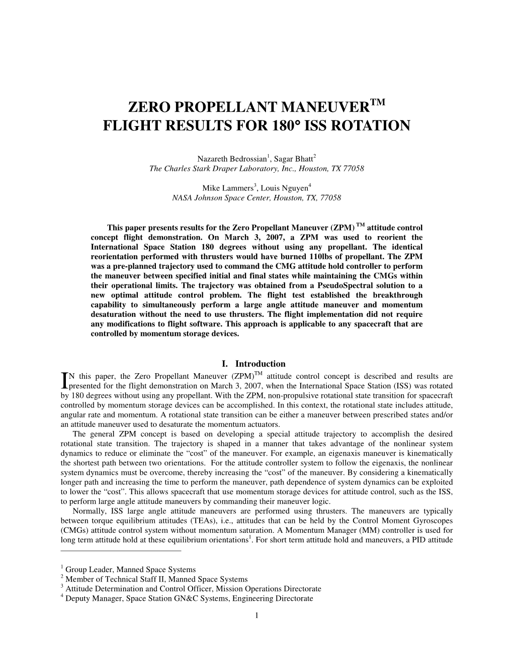 Zero Propellant Maneuver Flight Results for 180 Degree ISS Rotation