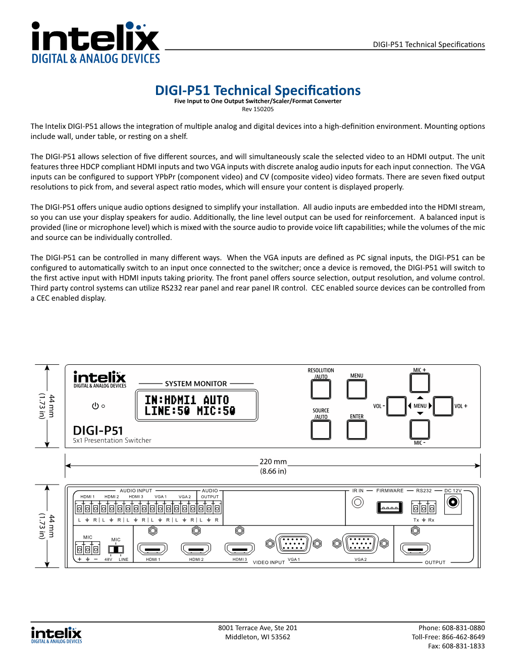DIGI-P51 Technical Specifications