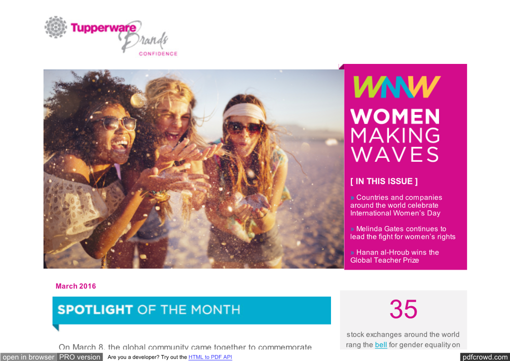 Email : Webview : Tupperware Brands Making Waves: March Issue