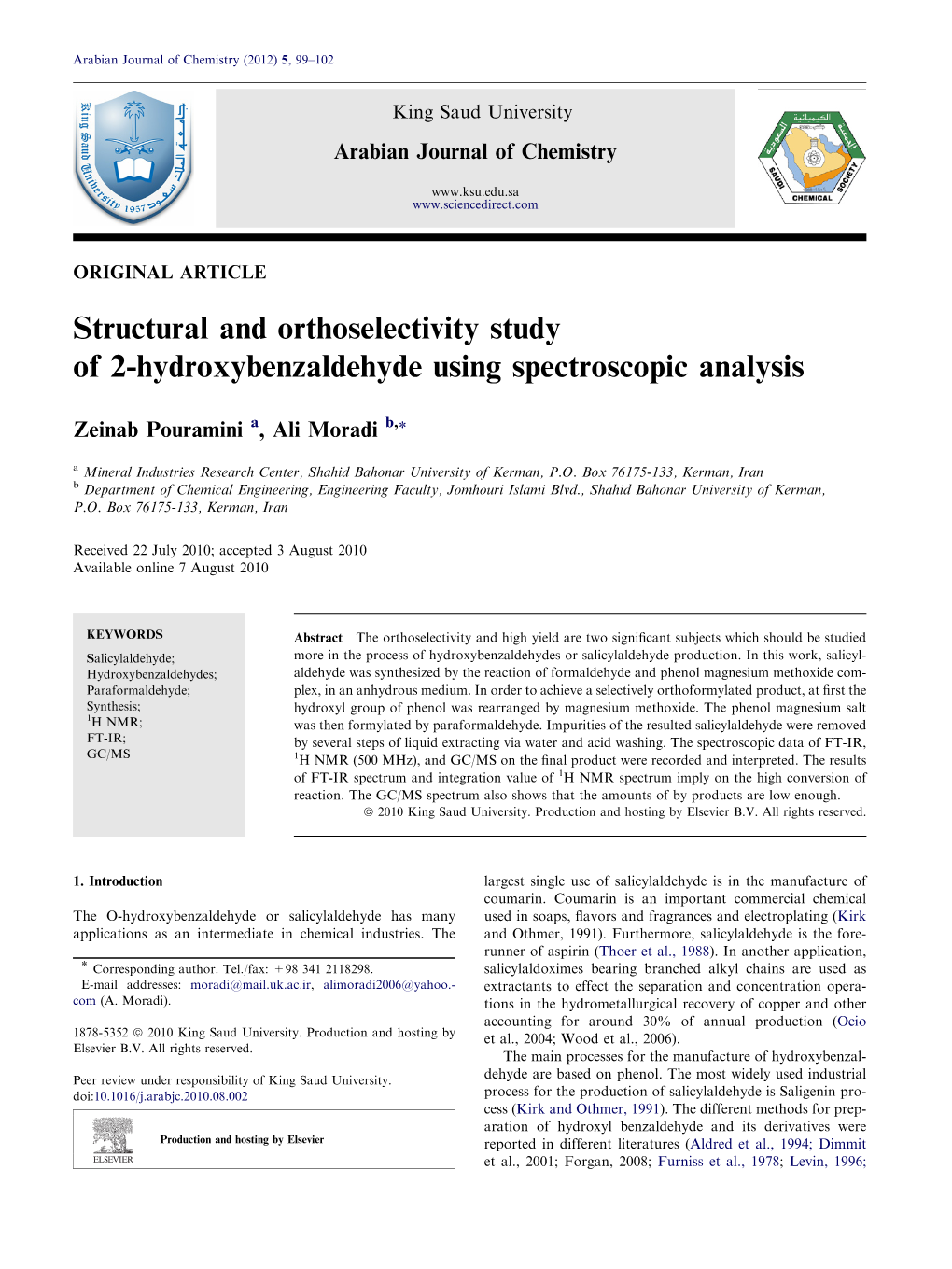 Structural and Orthoselectivity Study of 2-Hydroxybenzaldehyde Using Spectroscopic Analysis