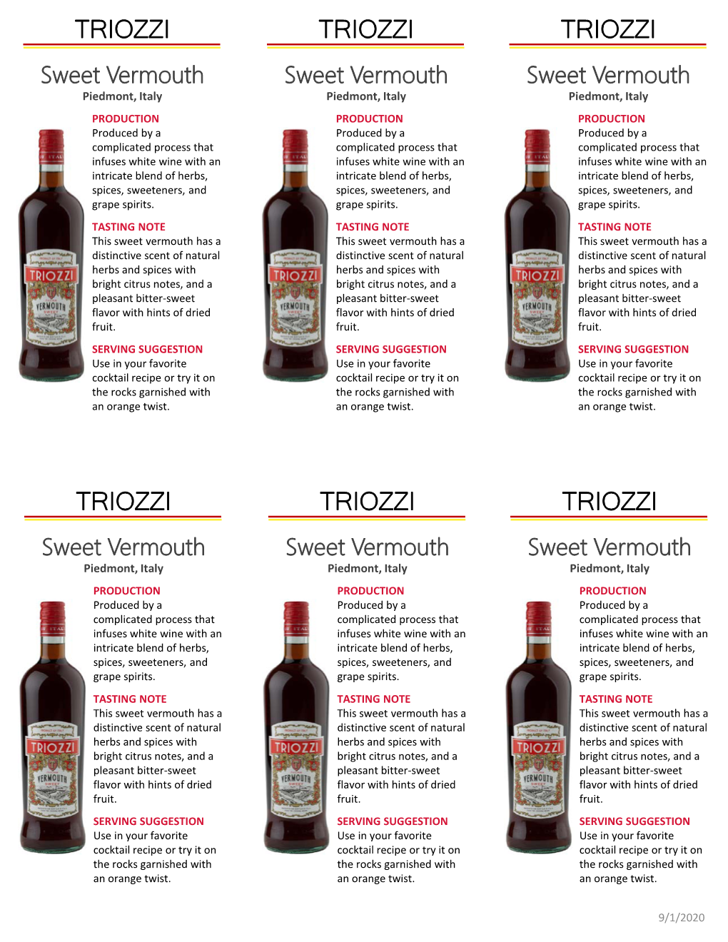 Triozzi Sweet Vermouth