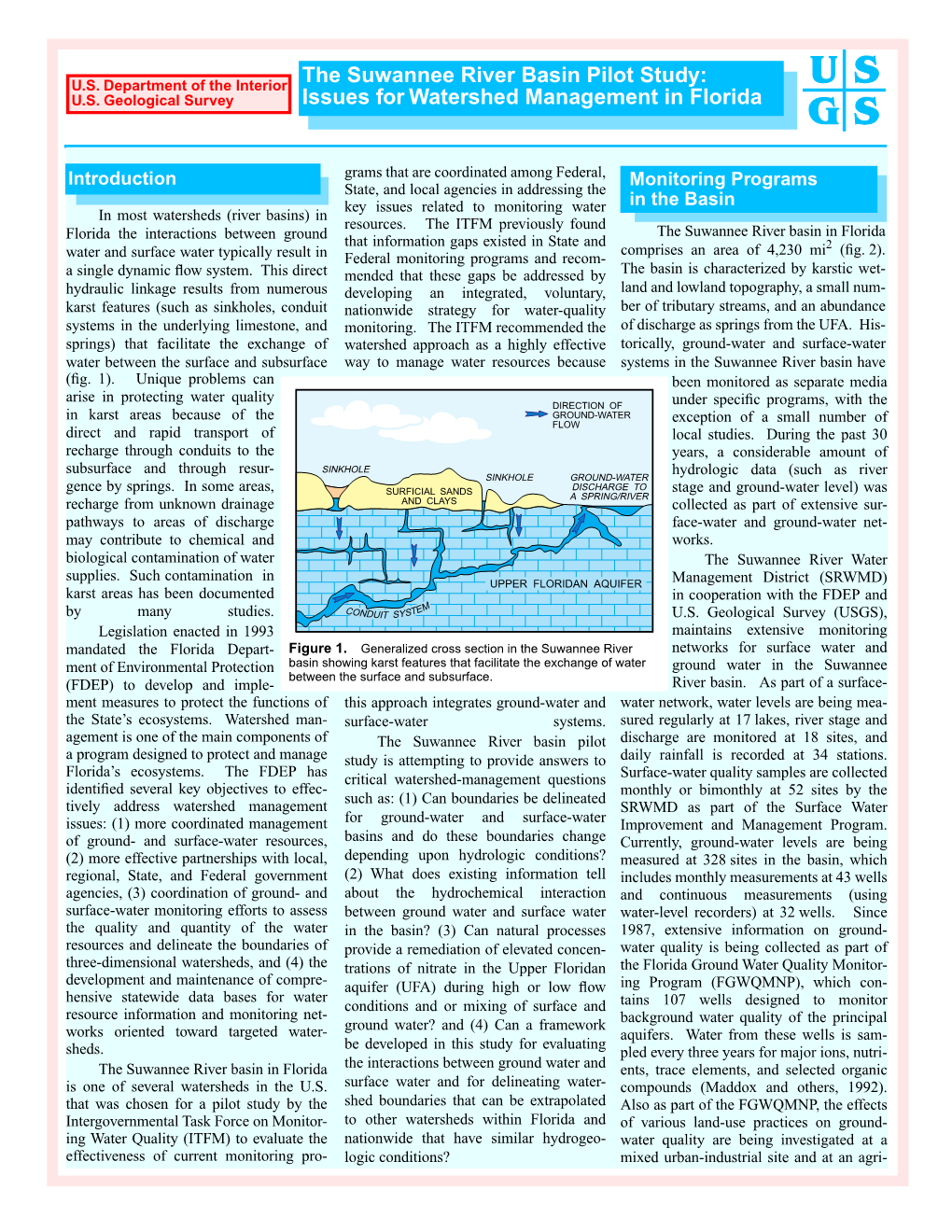 The Suwannee River Basin Pilot Study: Issues for Watershed