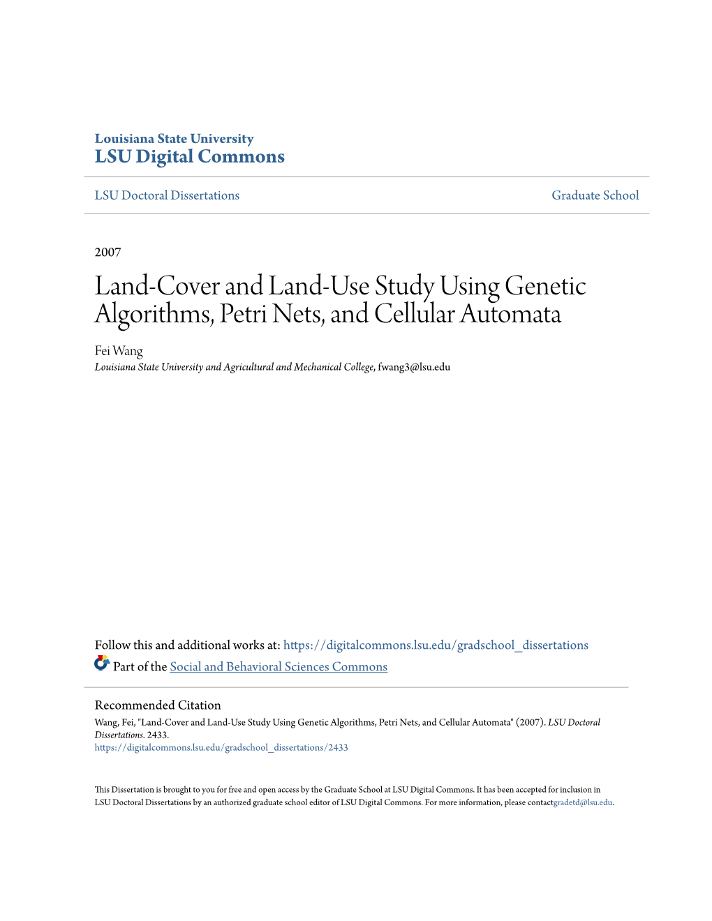 Land-Cover and Land-Use Study Using Genetic Algorithms, Petri