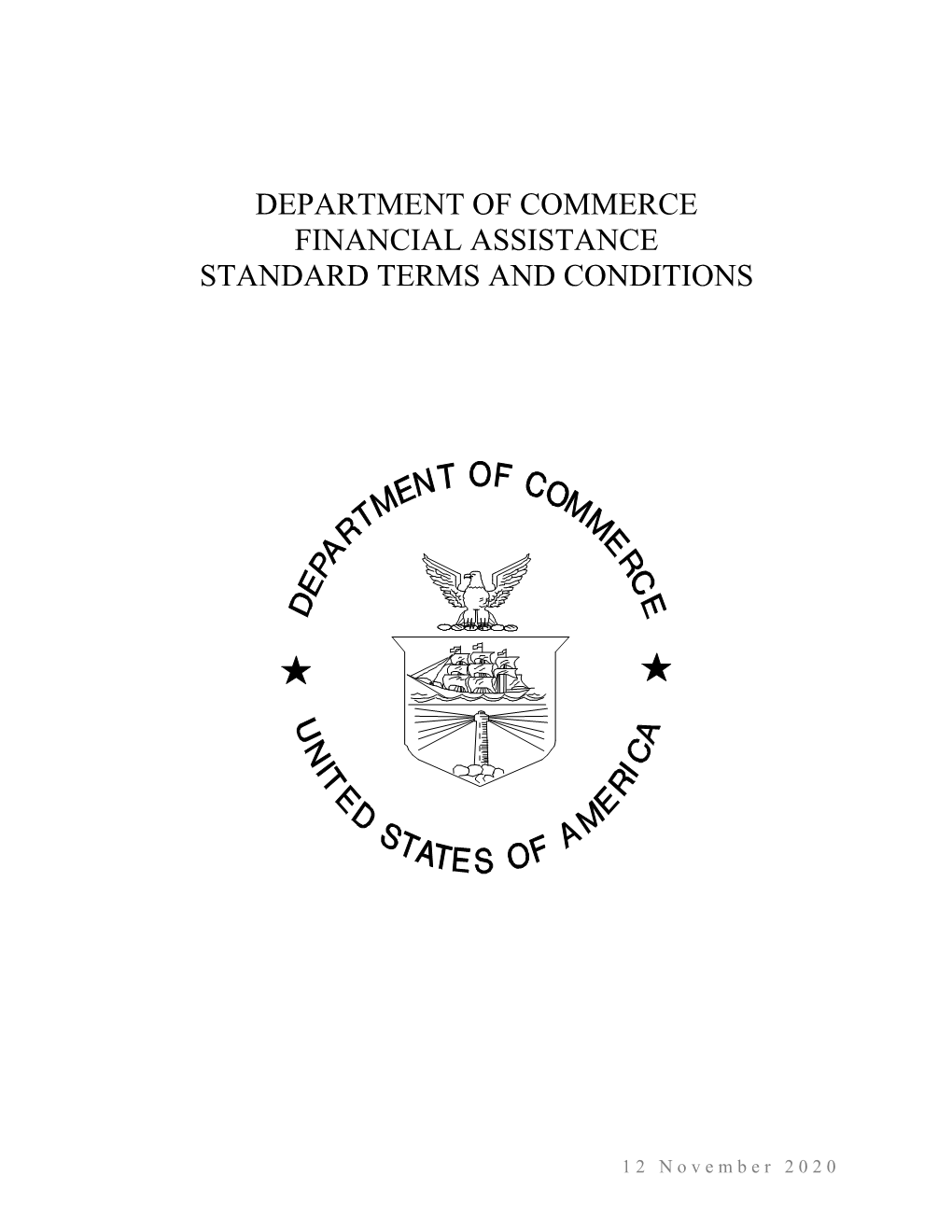 Department of Commerce Financial Assistance Standard Terms and Conditions