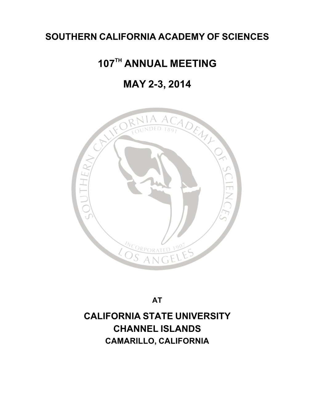 107Th Annual Meeting May 2-3, 2014