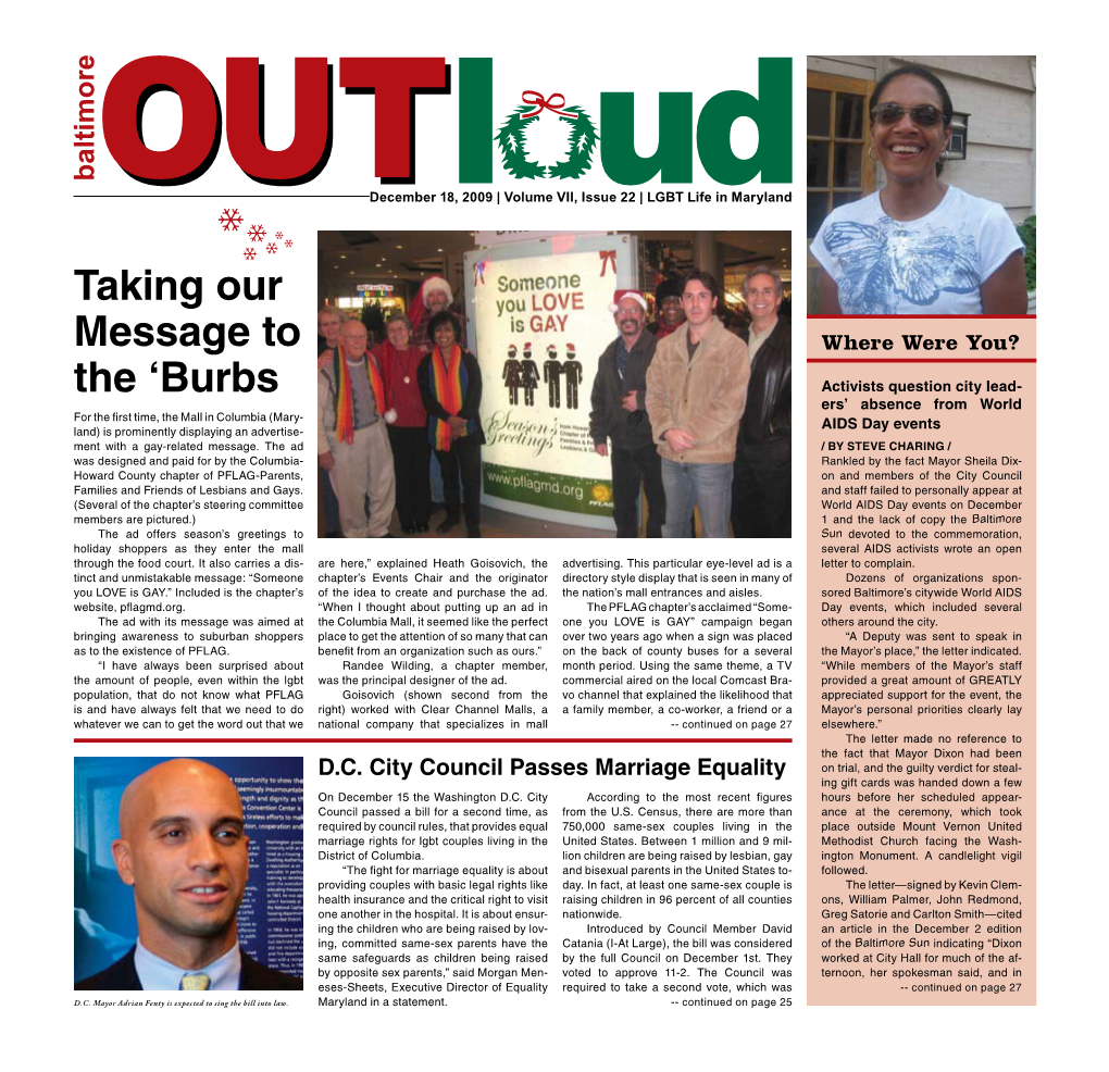 December 18, 2009 | Volume VII, Issue 22 | LGBT Life in Maryland
