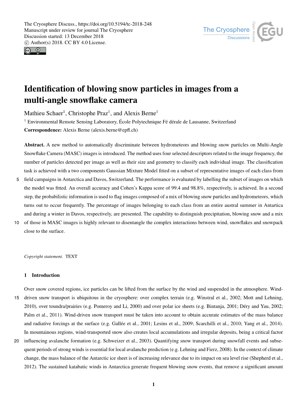 Identification of Blowing Snow Particles in Images from a Multi-Angle Snowflake Camera