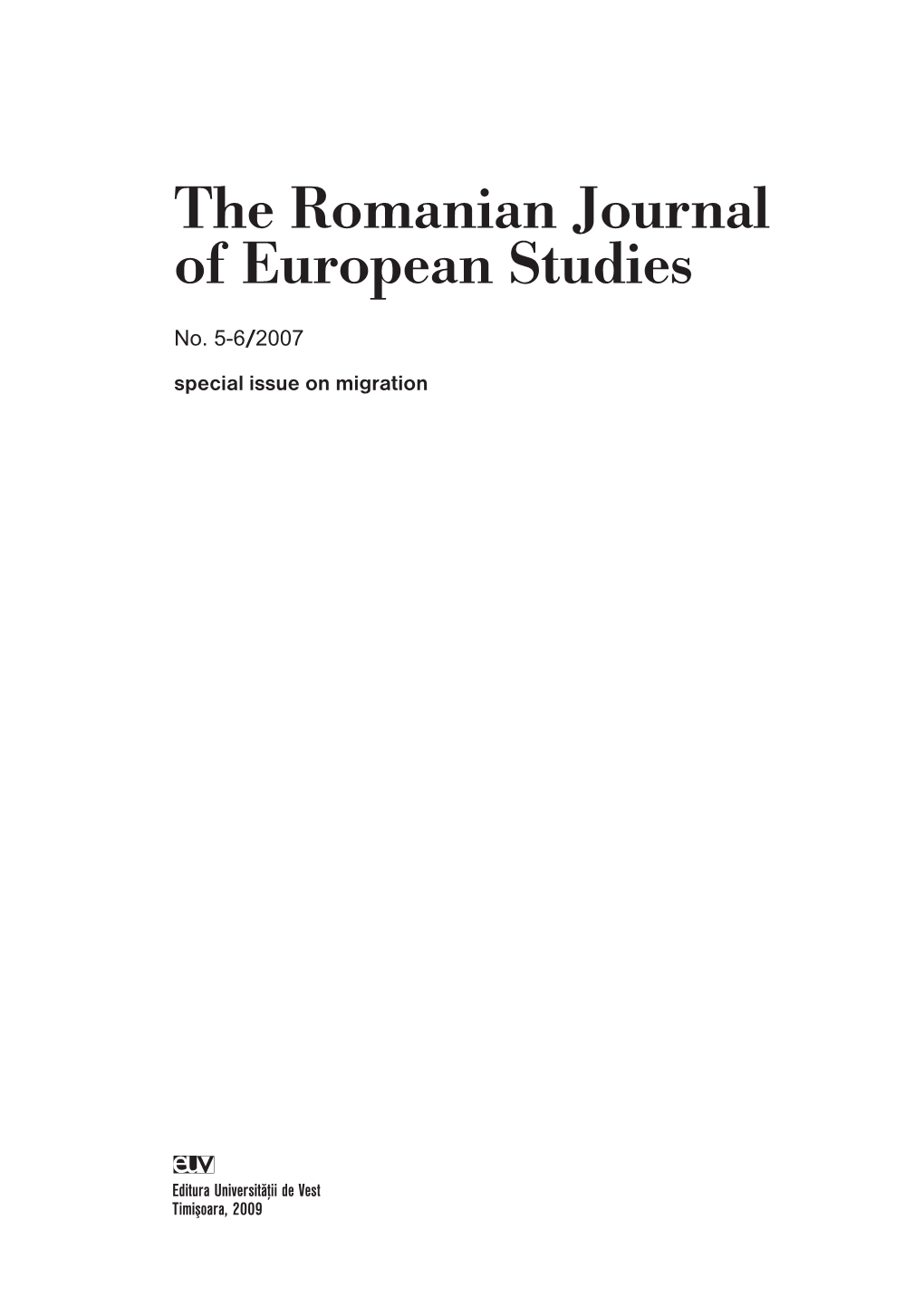 The Romanian Journal of European Studies