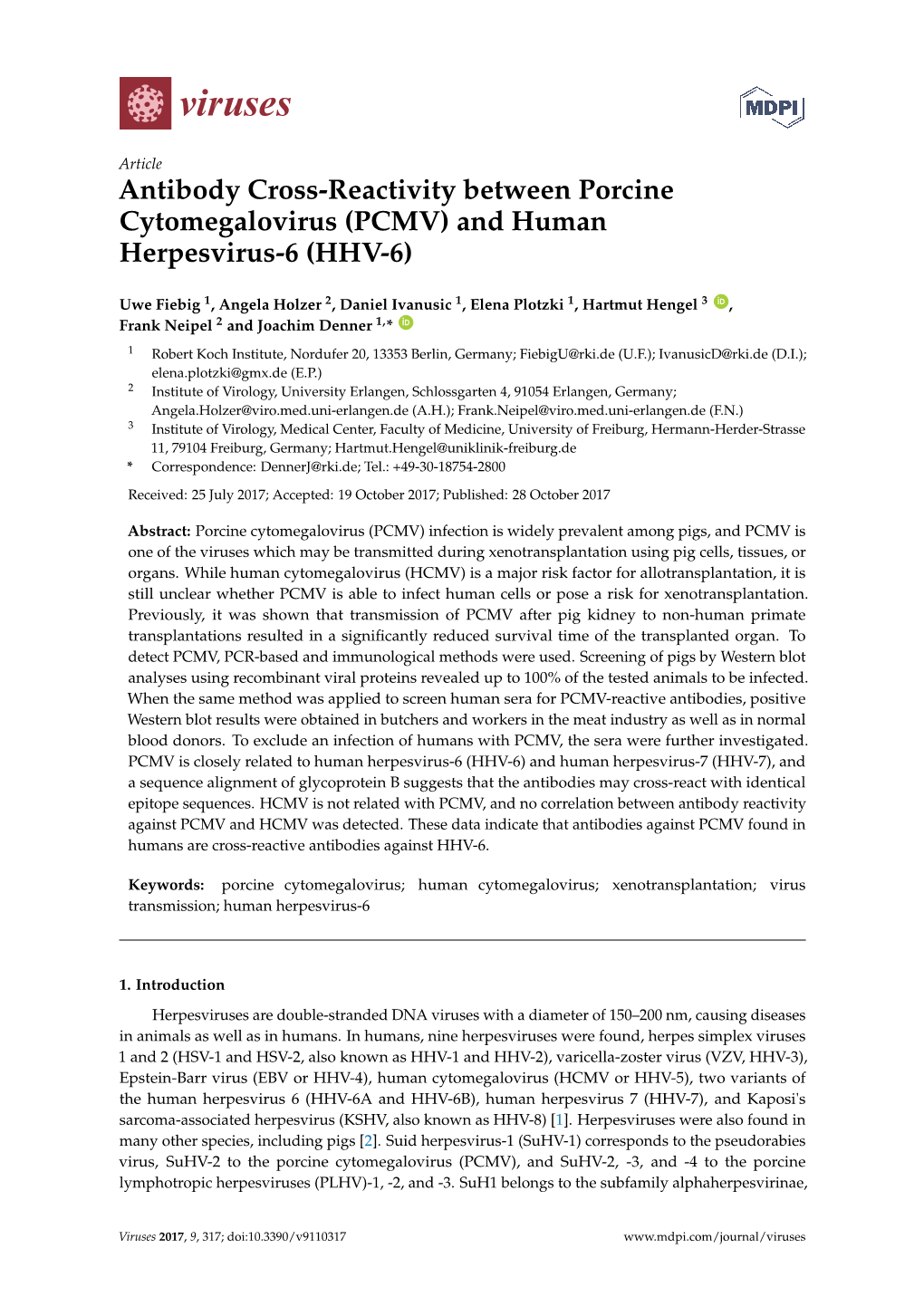Antibody Cross-Reactivity Between Porcine Cytomegalovirus (PCMV) and Human Herpesvirus-6 (HHV-6)