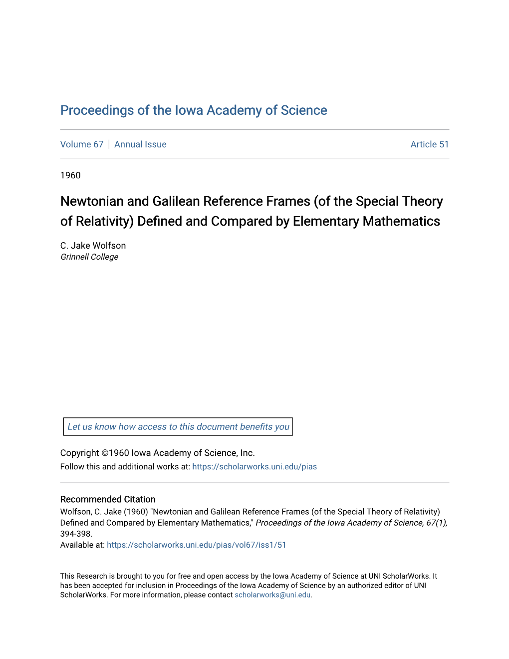 Newtonian and Galilean Reference Frames (Of the Special Theory of Relativity) Defined and Compared by Elementary Mathematics