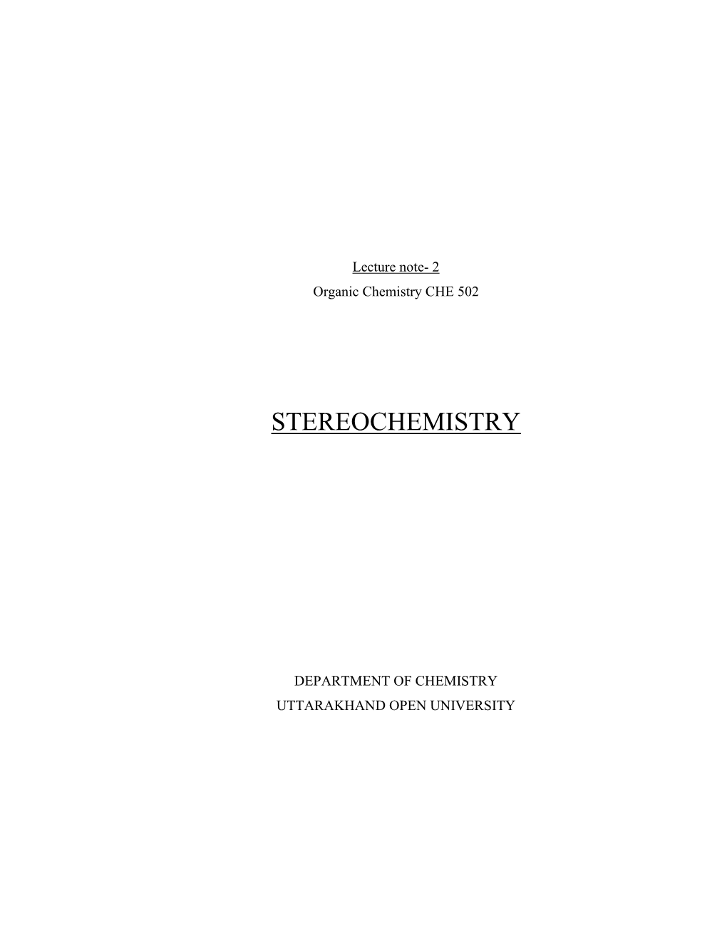 Stereochemistry