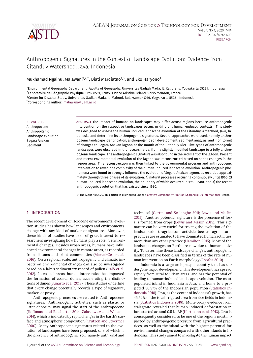 Evidence from Citanduy Watershed, Java, Indonesia