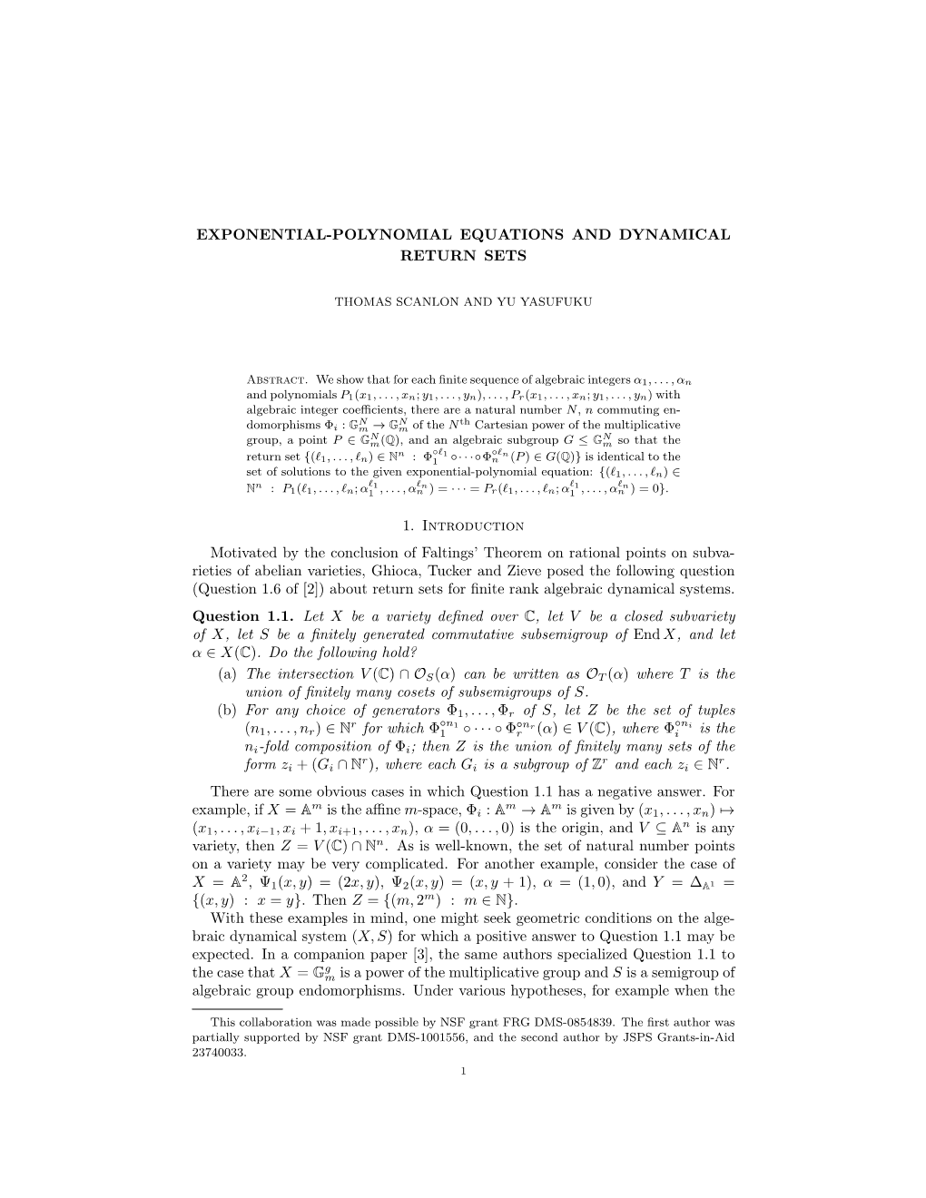 Exponential-Polynomial Equations and Dynamical Return Sets