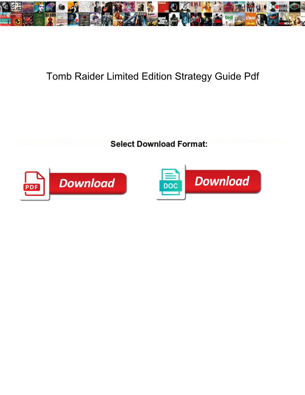 Tomb Raider Limited Edition Strategy Guide Pdf