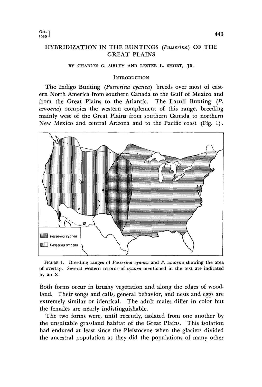 Hybridization in the Buntings (Passerina) of the Great